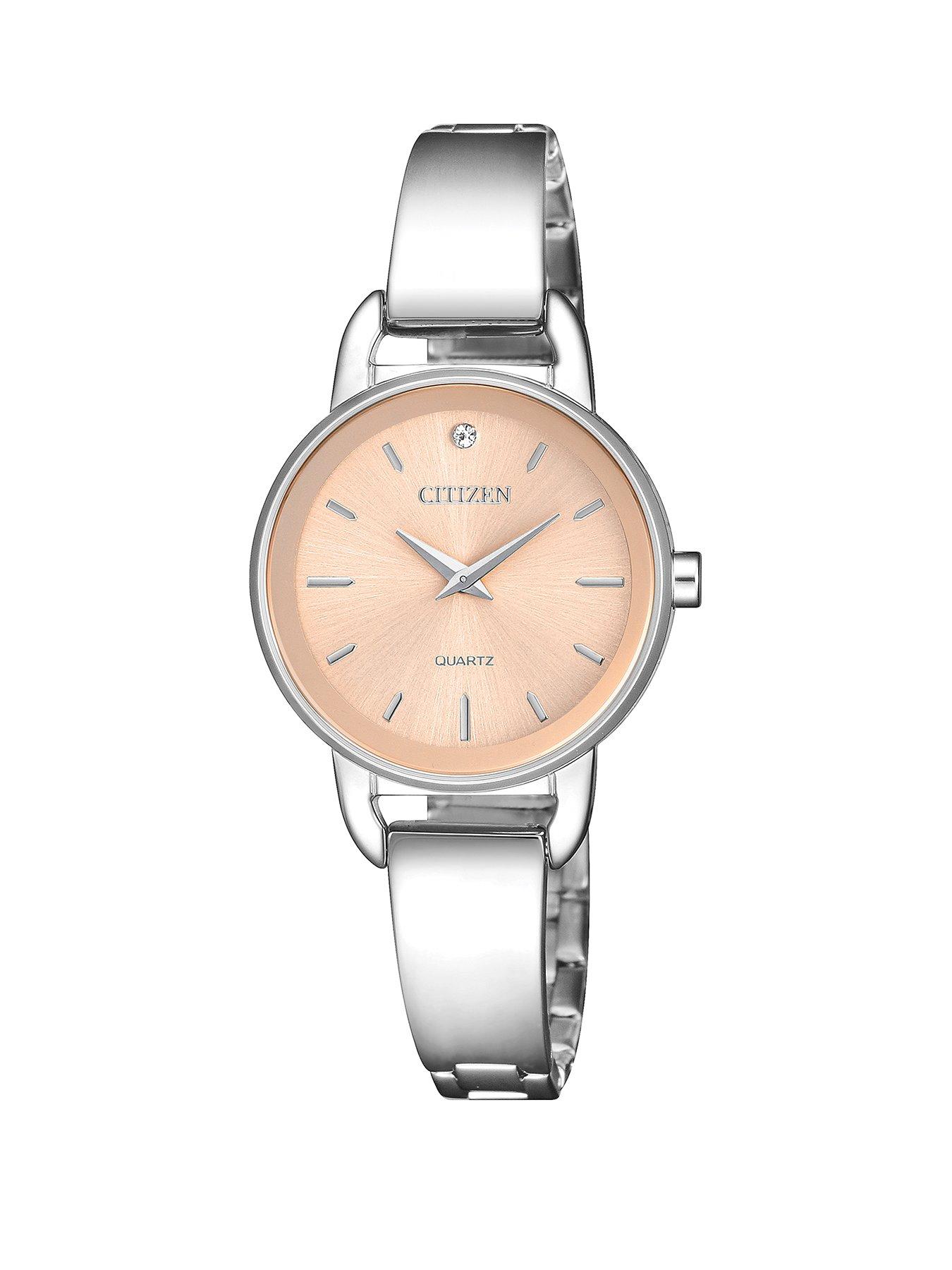 Product photograph of Citizen Quartz Pink Mother Of Pearl Dial Stainless Steel Ladies Watch from very.co.uk