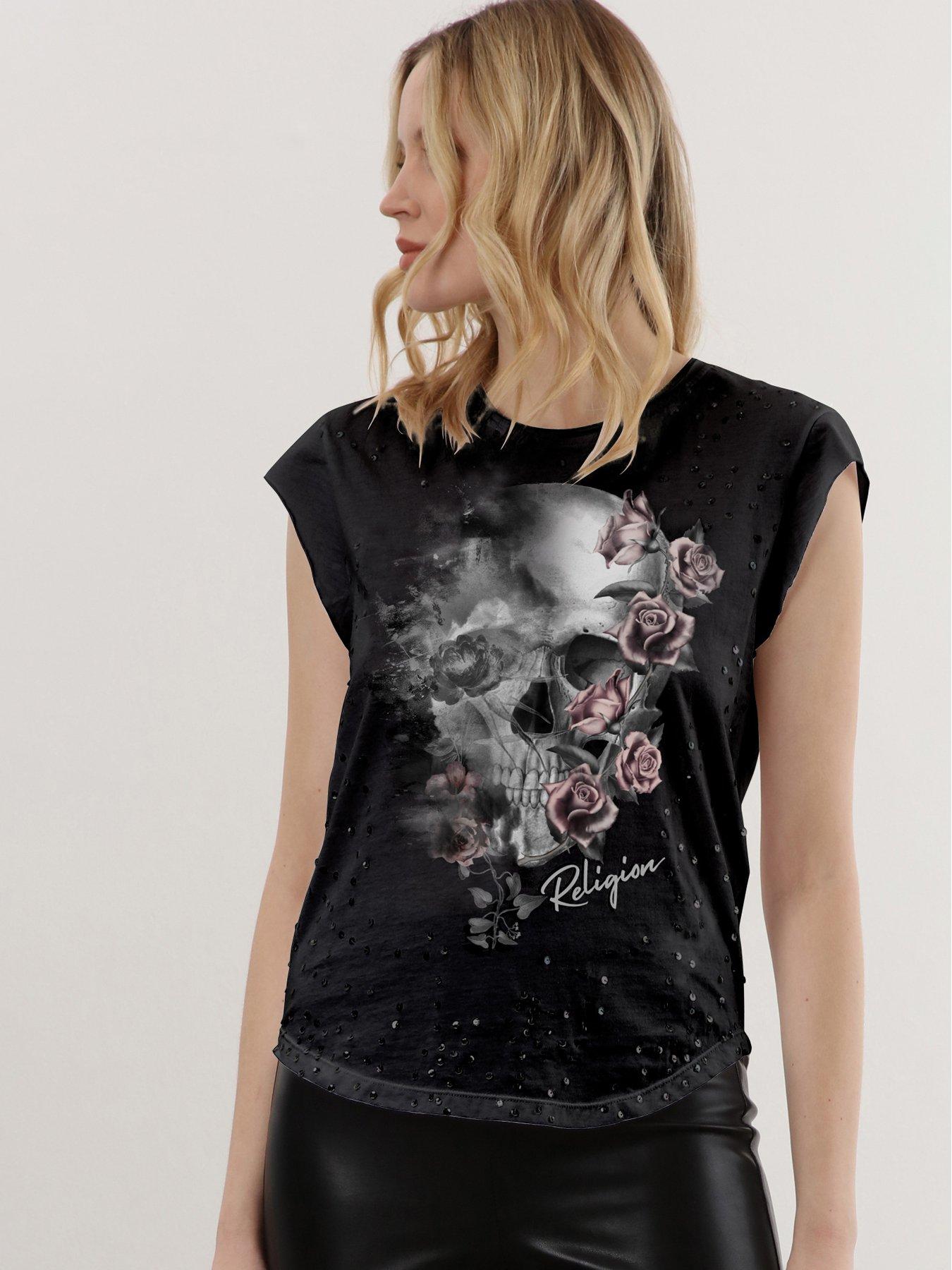 Religion skull t shirt top