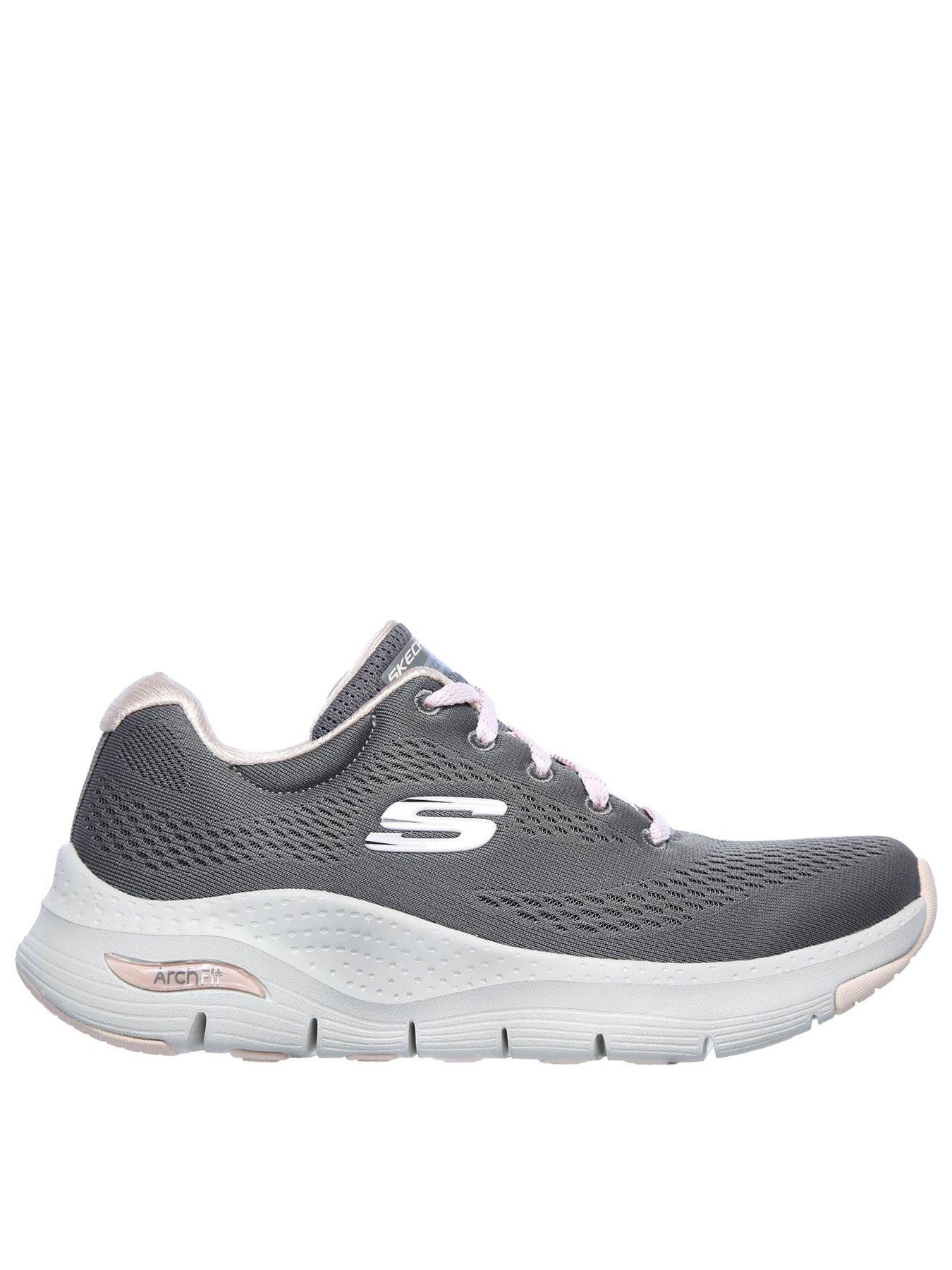 Skechers grey hotsell and pink trainers