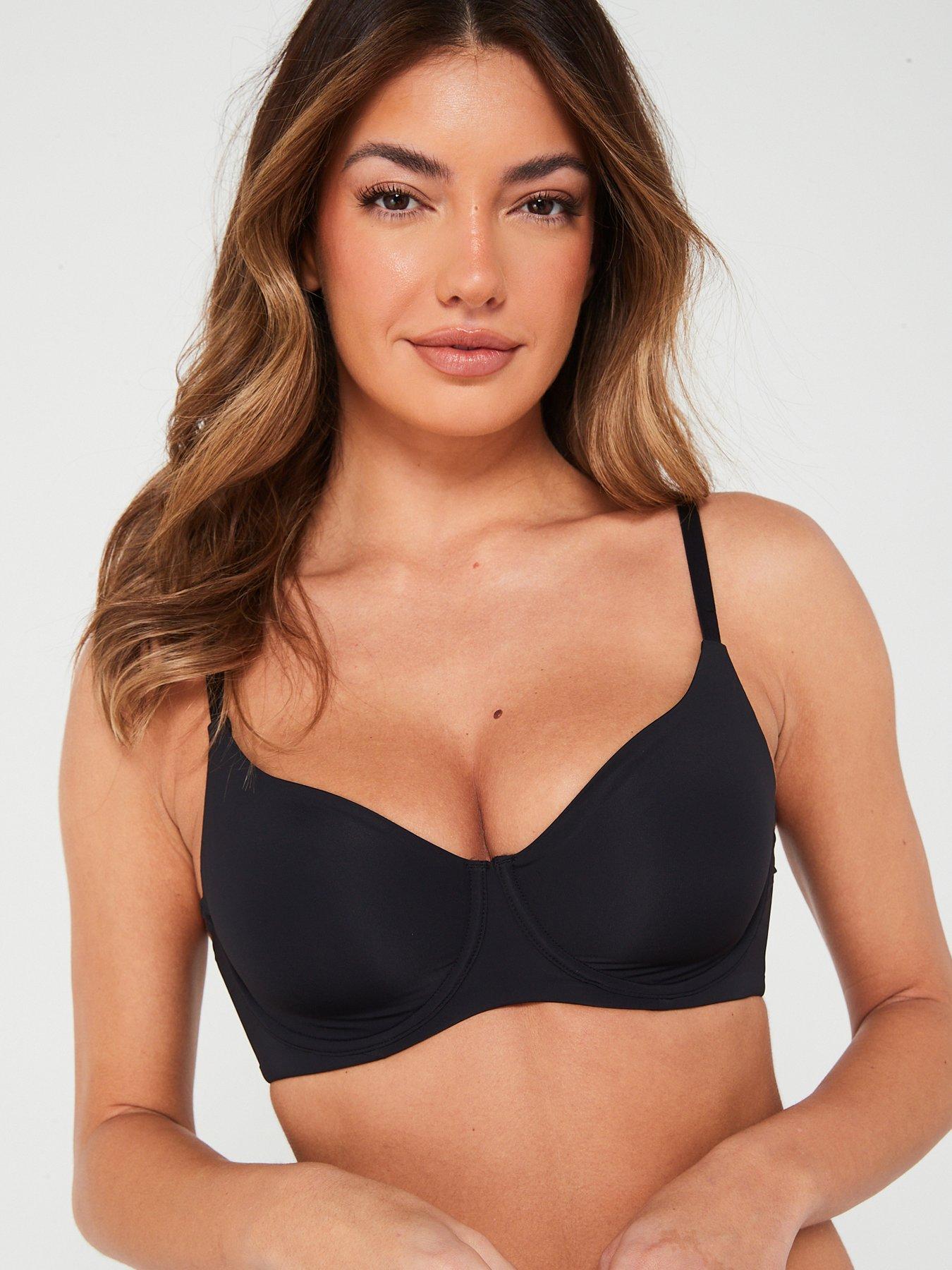 Fiesta recycled satin triangle bralette with lace detail black Dorina