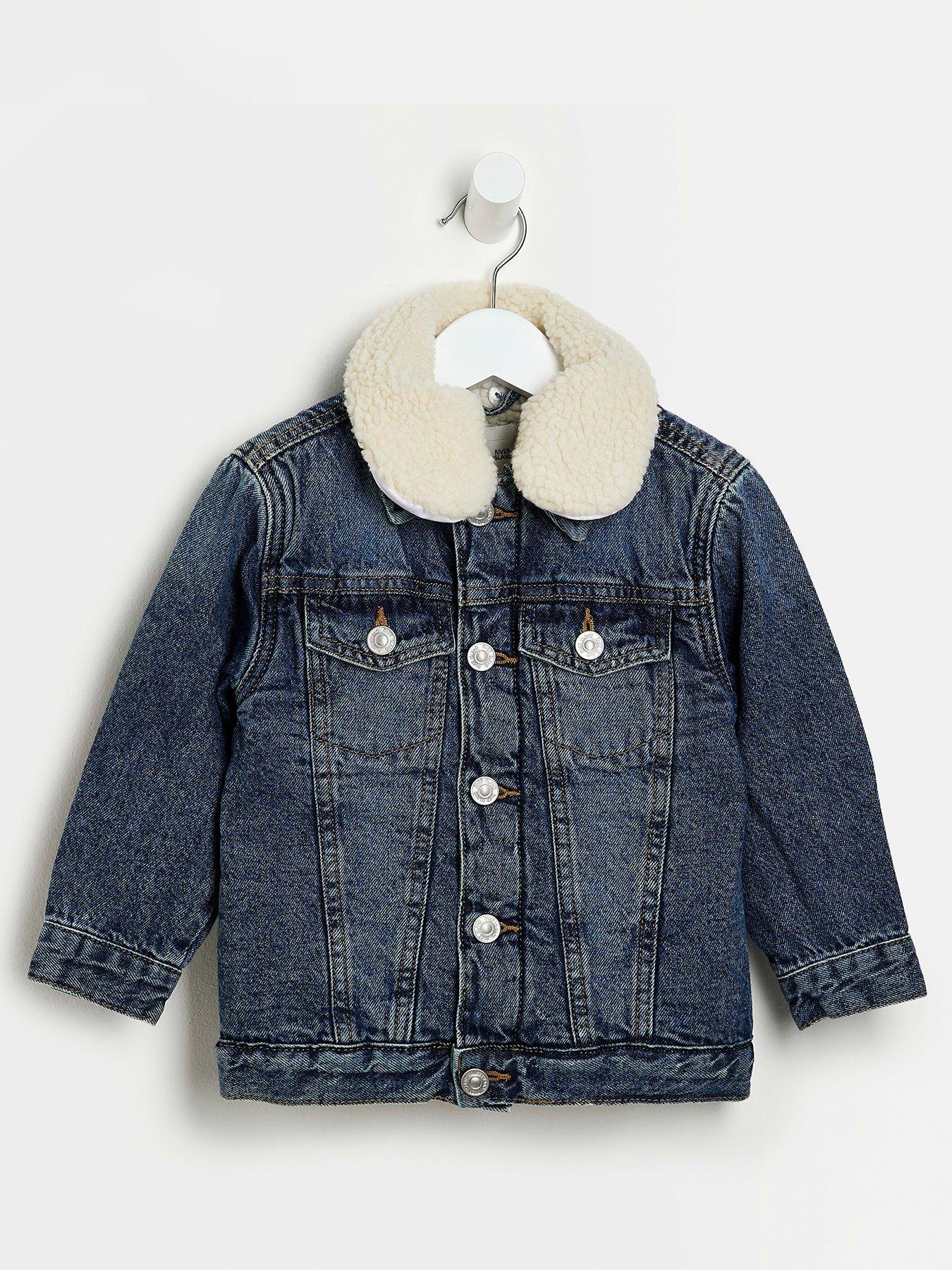 Boys fur denim jacket best sale