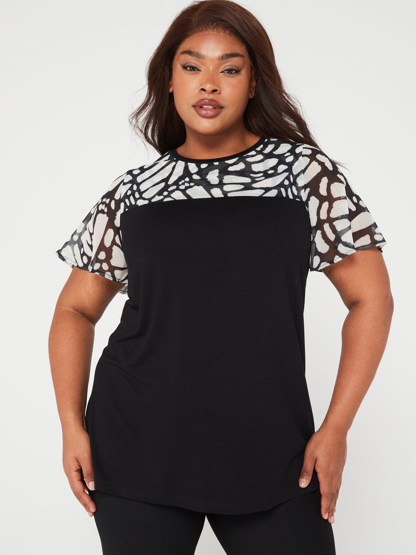 Black and white sales plus size tops