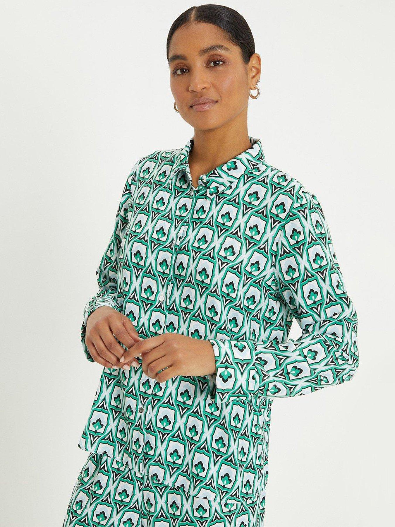 dorothy perkins geo print shirt - green