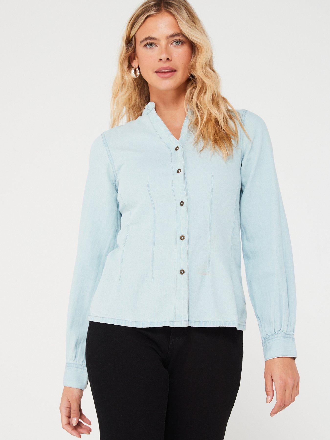 Extra Light Wash Denim Dress Shirt Shirt