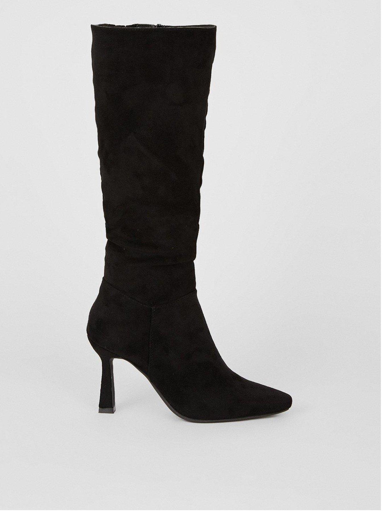 Dorothy Perkins Pointed Knee High Ruched Boots Black Very