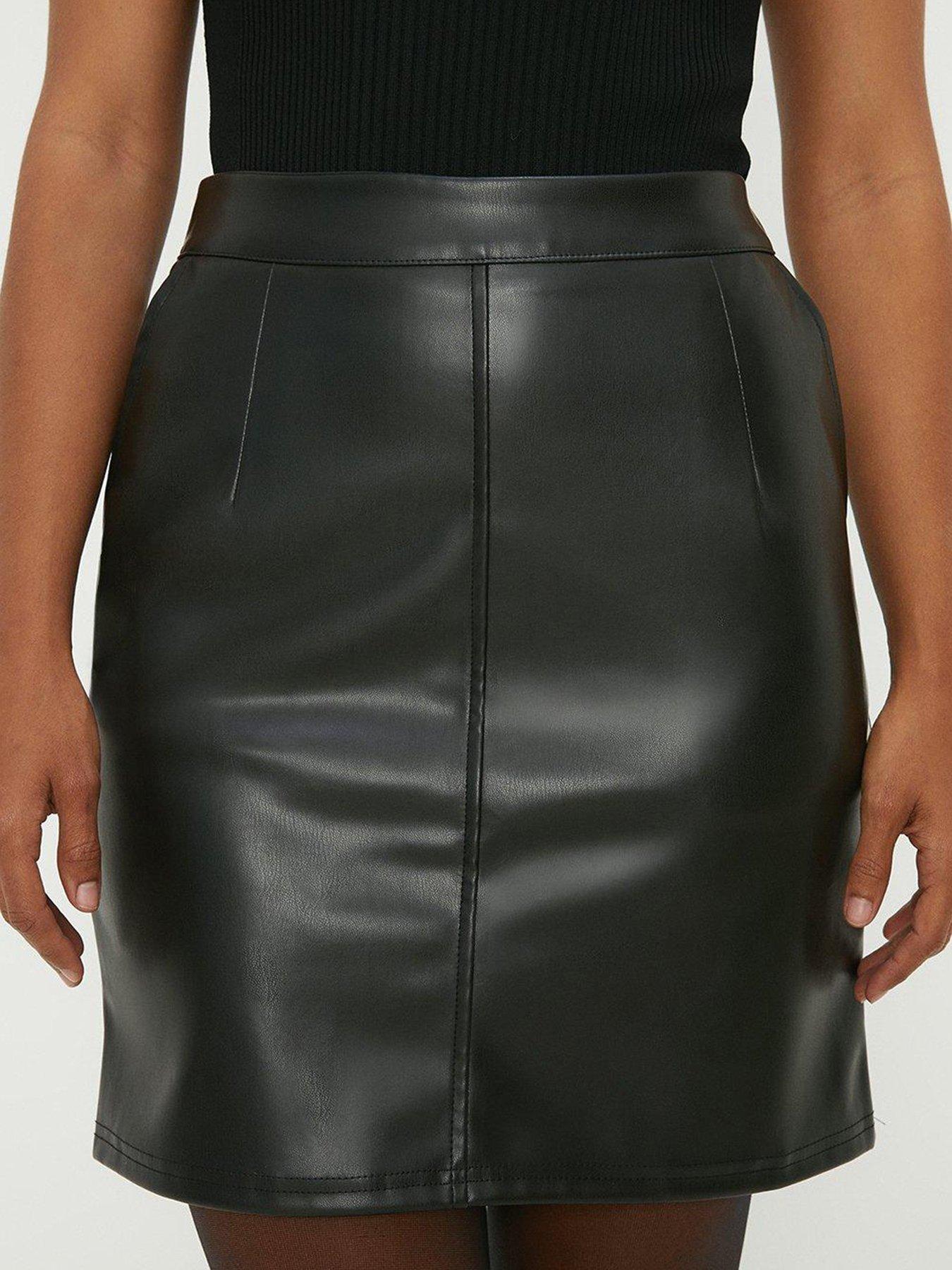 Black faux leather on sale skirt dorothy perkins