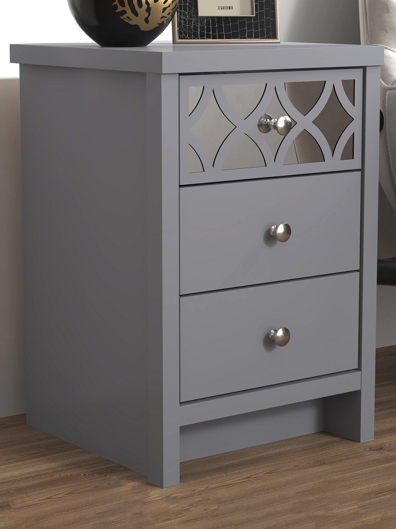undefined Arianna 3 Drawer Bedside Chest - Grey