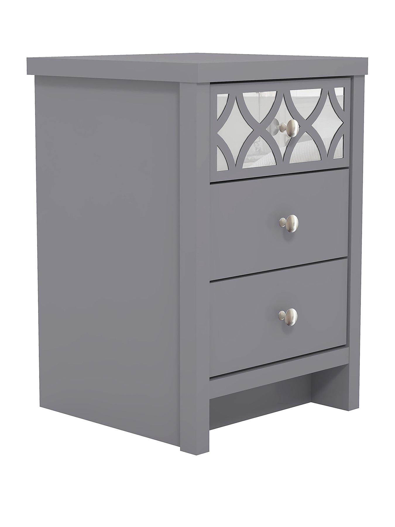 Arianna 3 Drawer Bedside Chest Grey