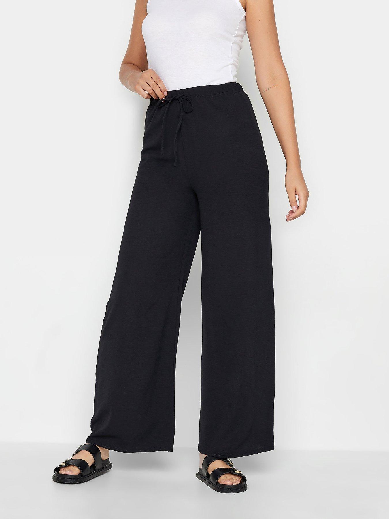 Women's High Waisted Crepe Wide Leg Trousers