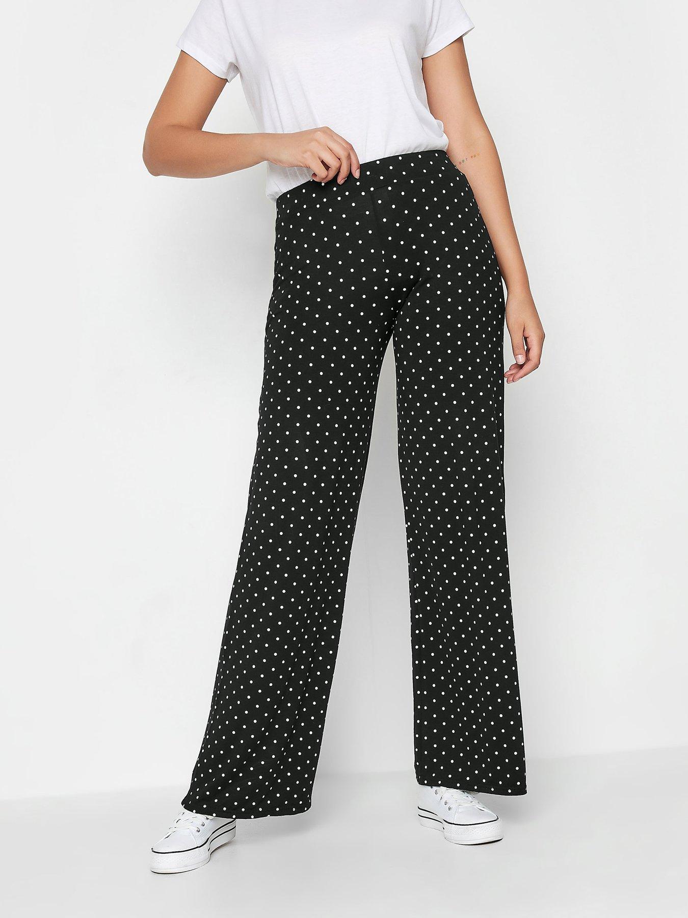 Long Tall Sally Black White Spot Wide Leg Trouser Very