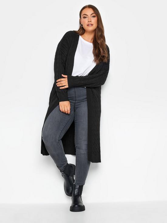 front image of yours-maxi-longline-cardigan