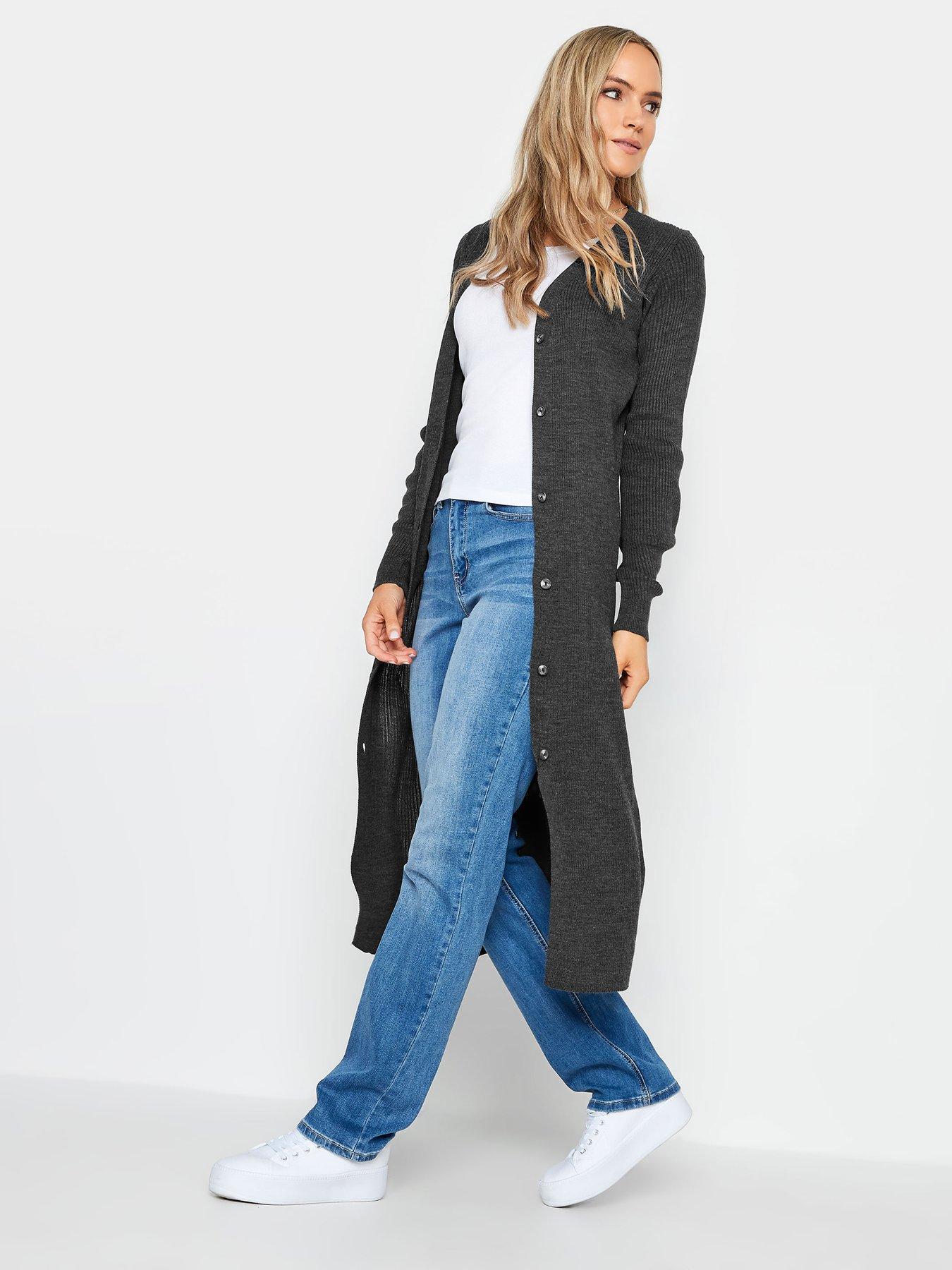 Long charcoal cardigan sales