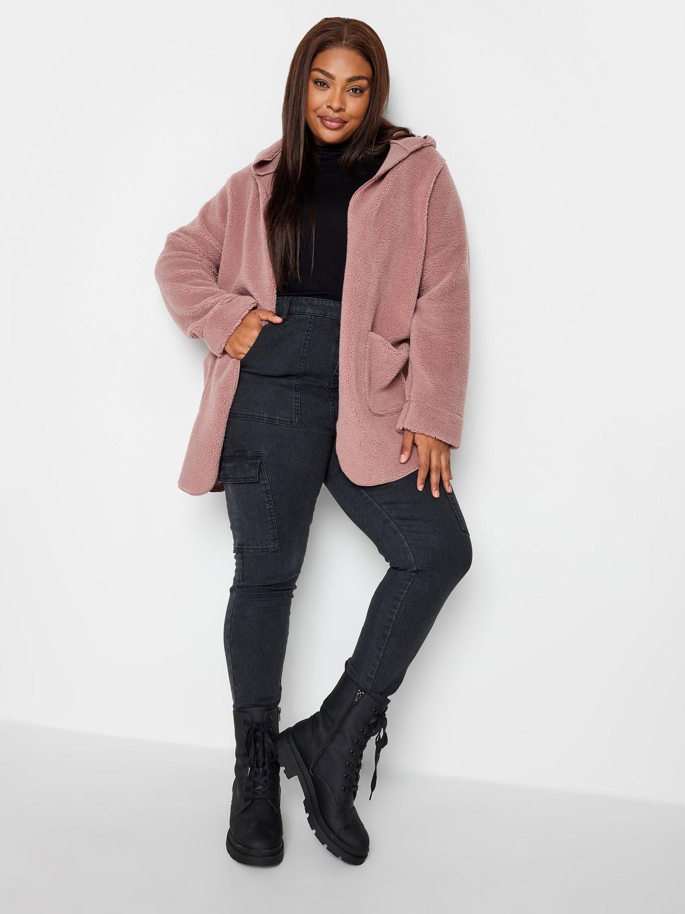 Pink teddy coat on sale uk