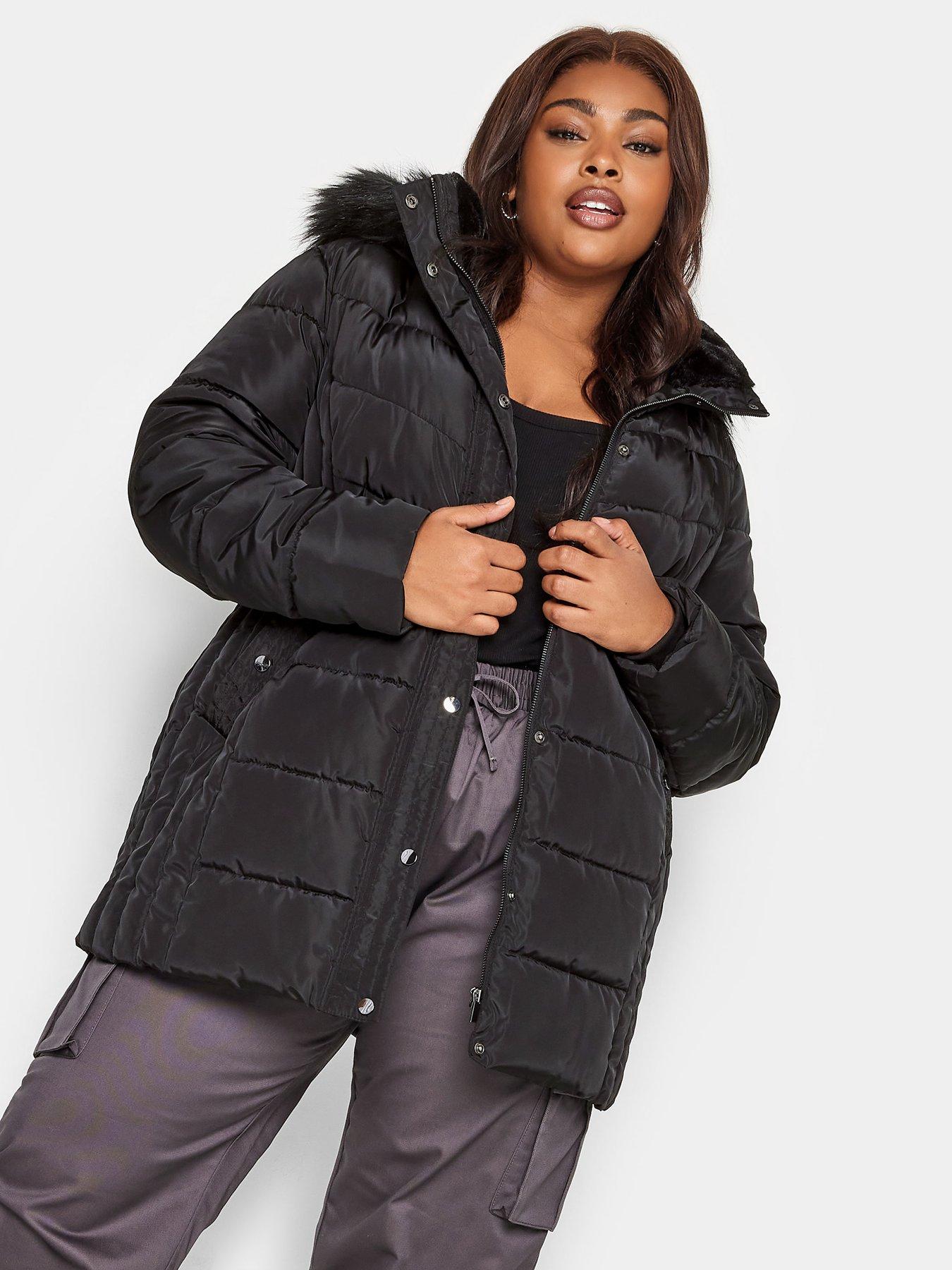 Short black parka outlet with fur hood