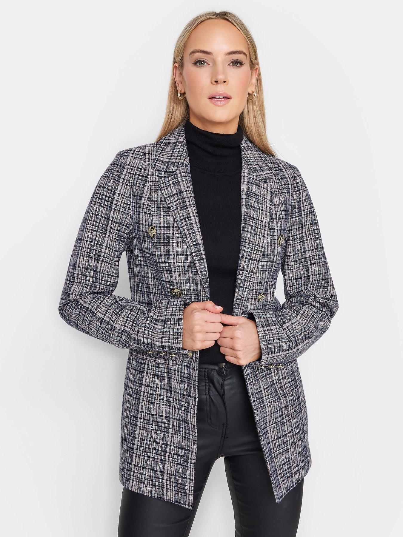 Check long blazer best sale