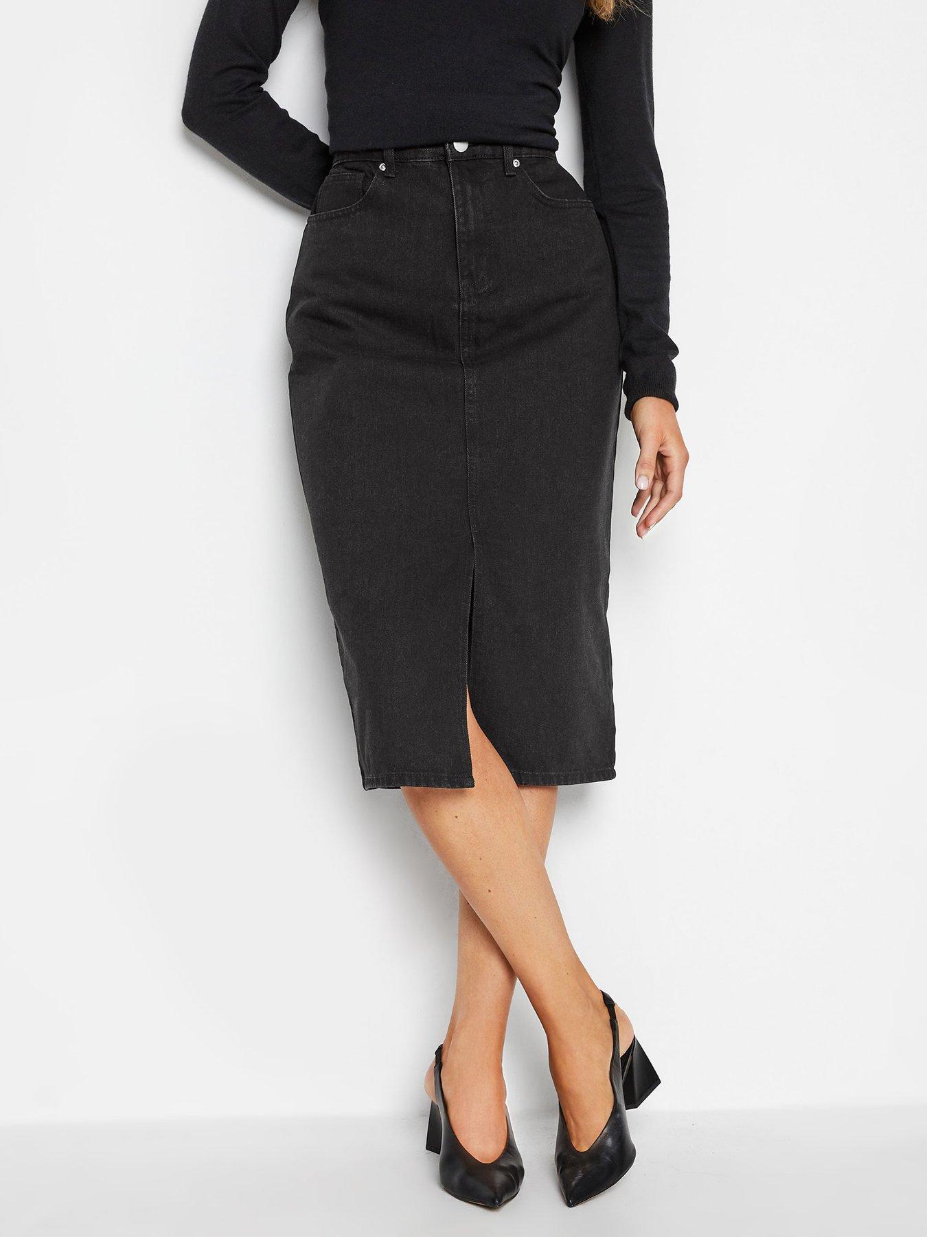 Tall black denim store skirt