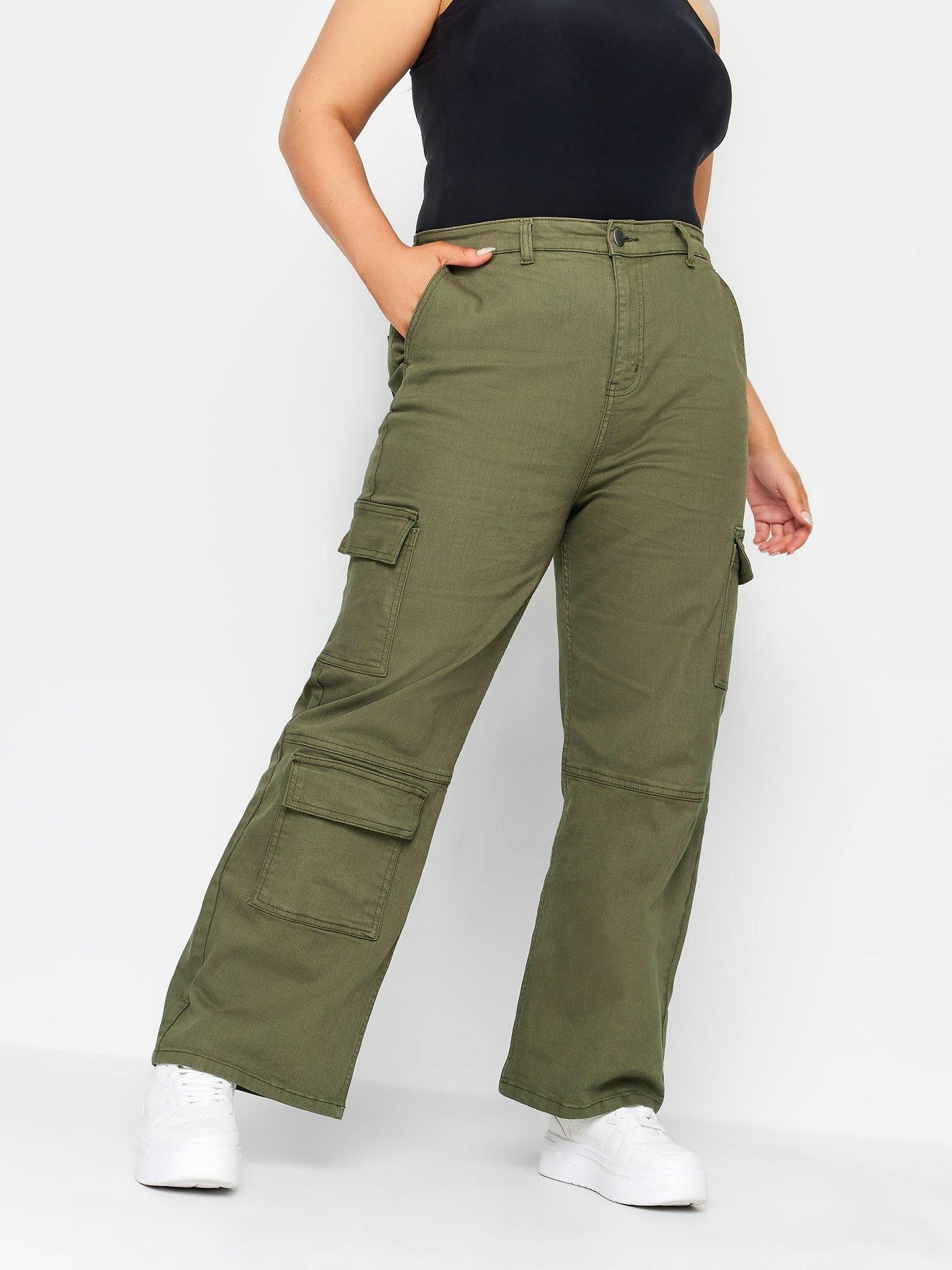 Pockets For Women - Yours Curve Brown Wide Leg Woven Cargo Trousers,  Women's Curve & Plus Size, Yours