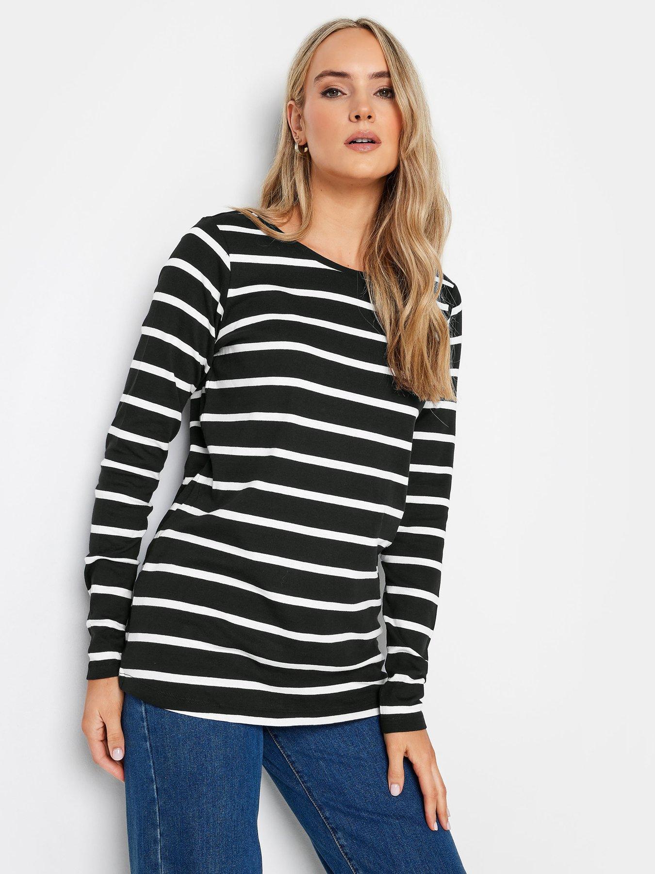 Long Tall Sally 2 Pack Crew Neck Tee Black, Stripe
