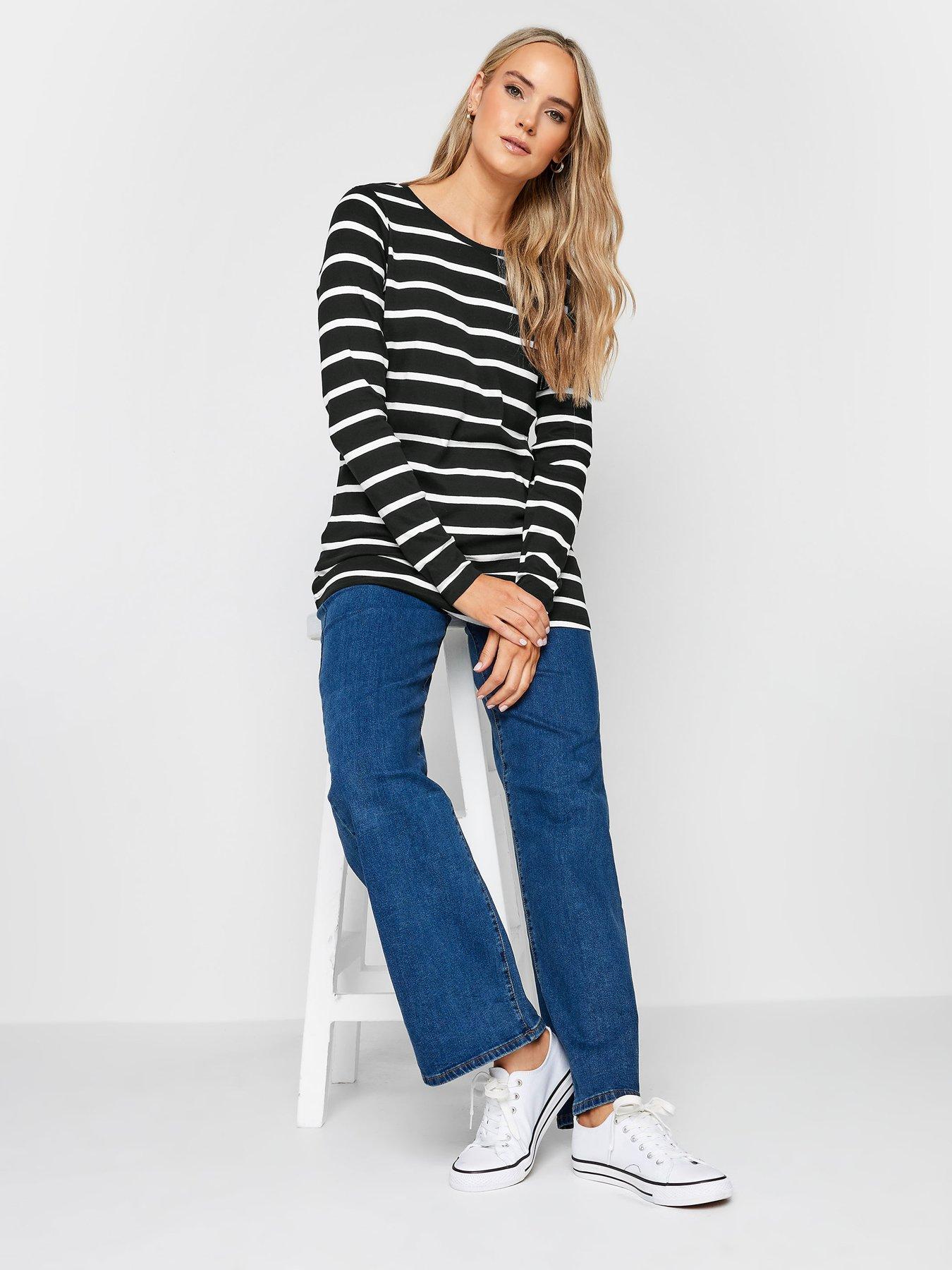 Image 4 of 4 of Long Tall Sally 2 Pack Crew Neck Tee Black, Stripe