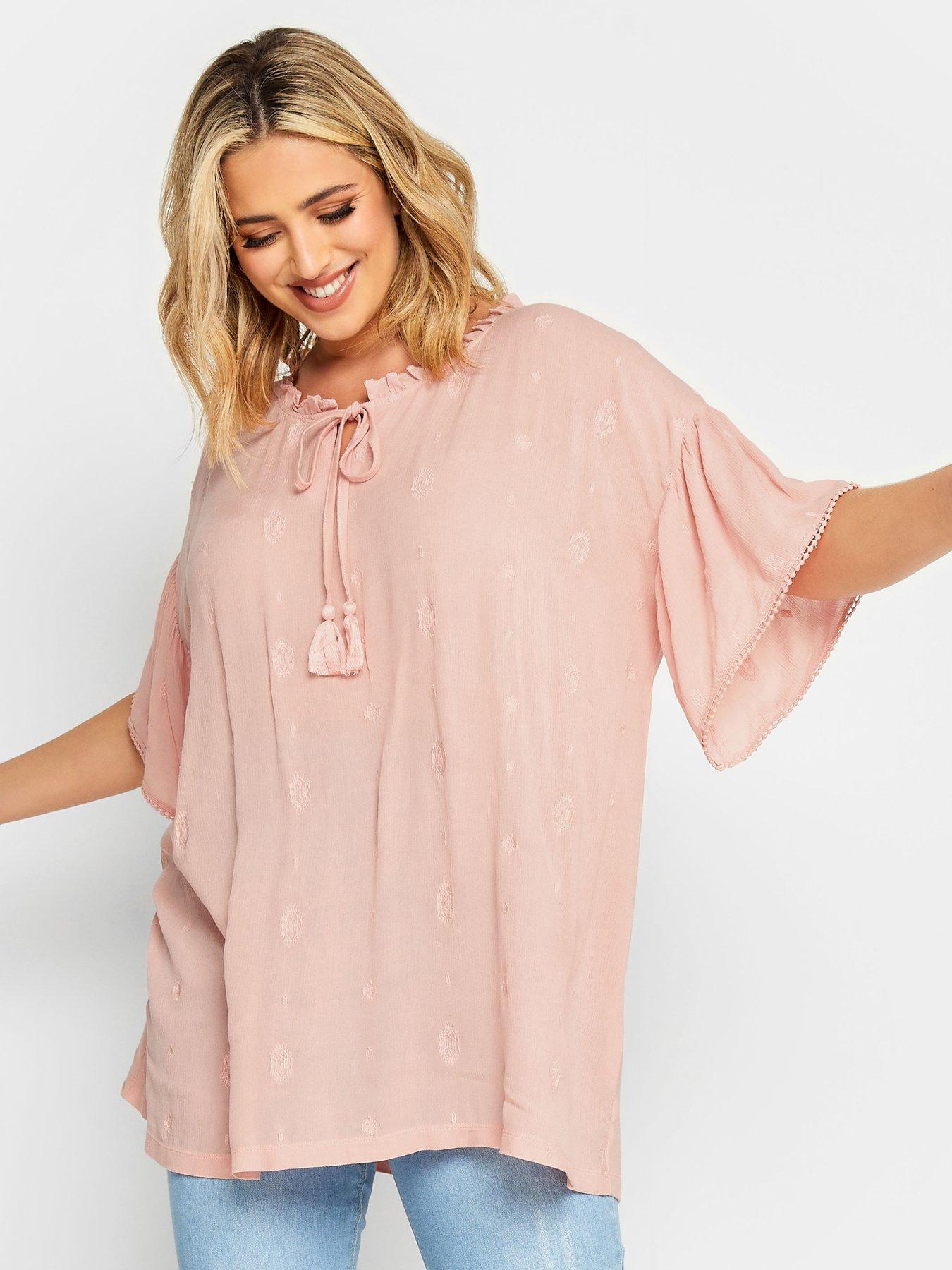 Yours Pink Woven Front Emb Gypsy Top | Very