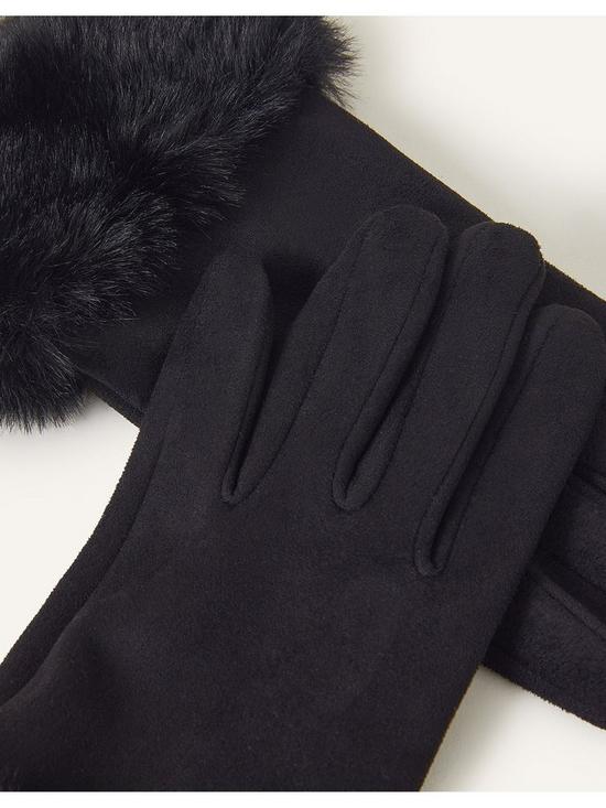 back image of accessorize-faux-fur-cuff-suedette-glove