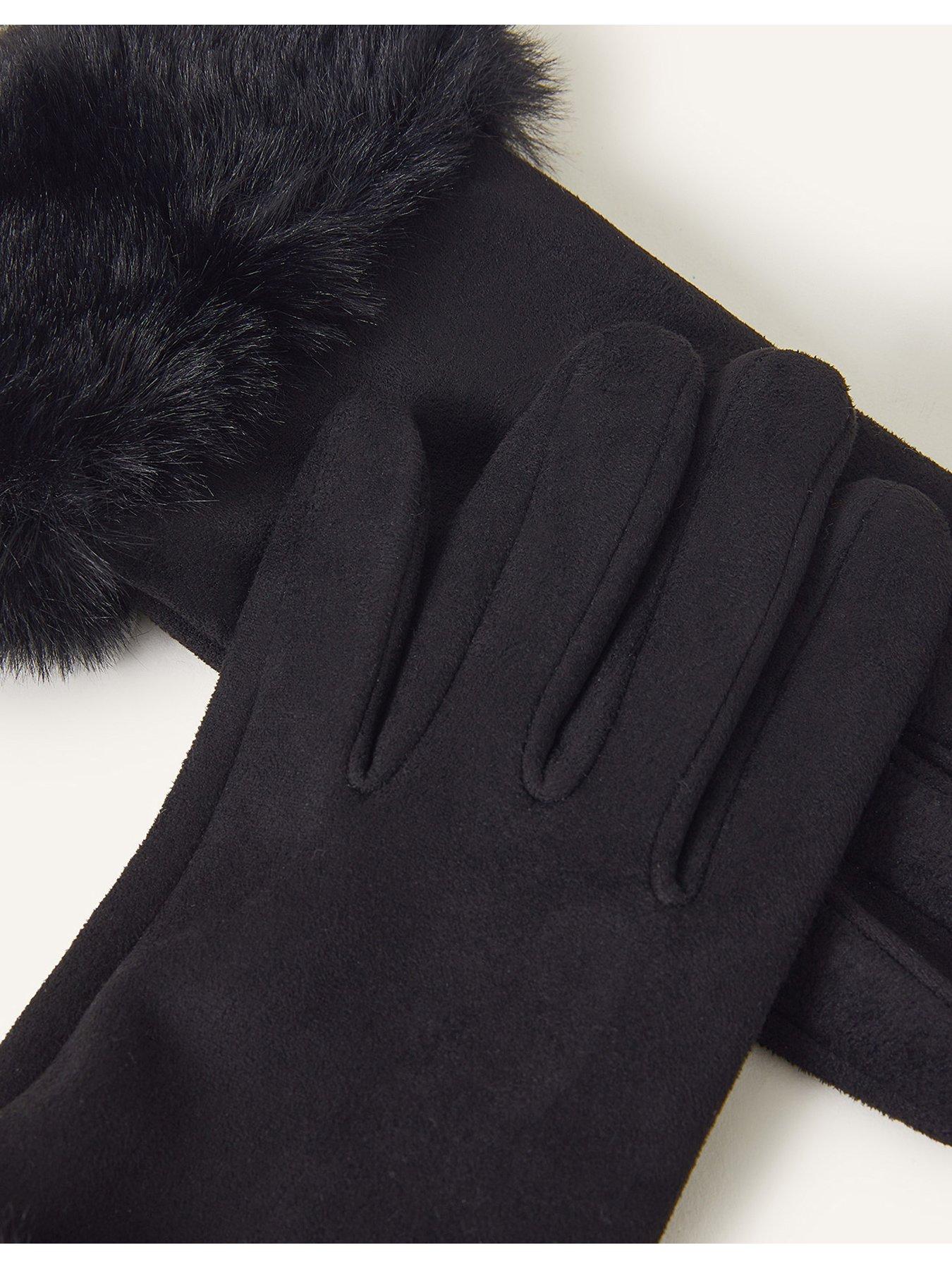 Image 2 of 2 of Accessorize Faux Fur Cuff Suedette Glove