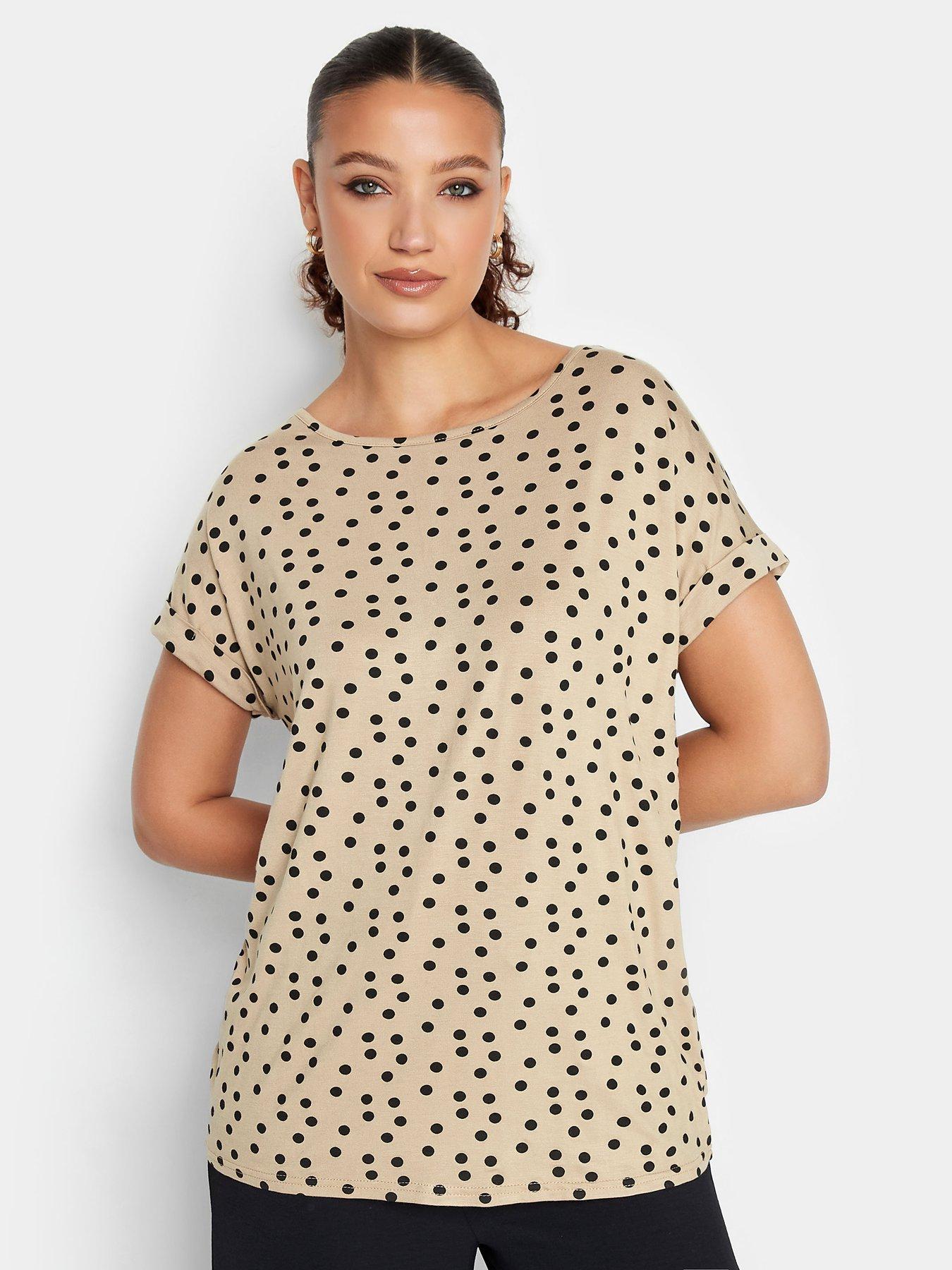 Long Tall Sally Natural Black Turn Back Spot Tee Very
