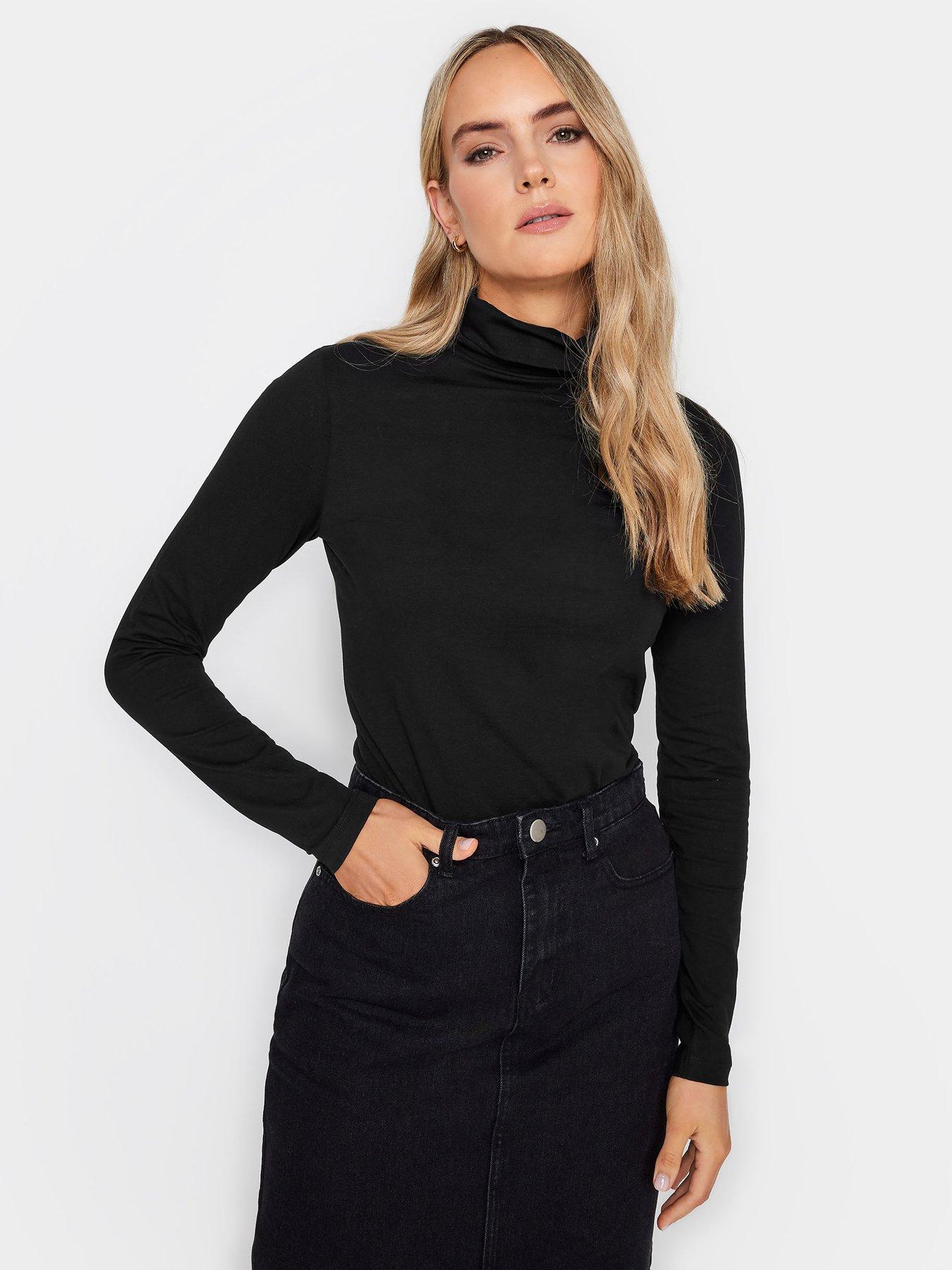 Buy Boohoo Tall Soft Ribbed Funnel Neck Long Sleeves Bodysuit Top In Black