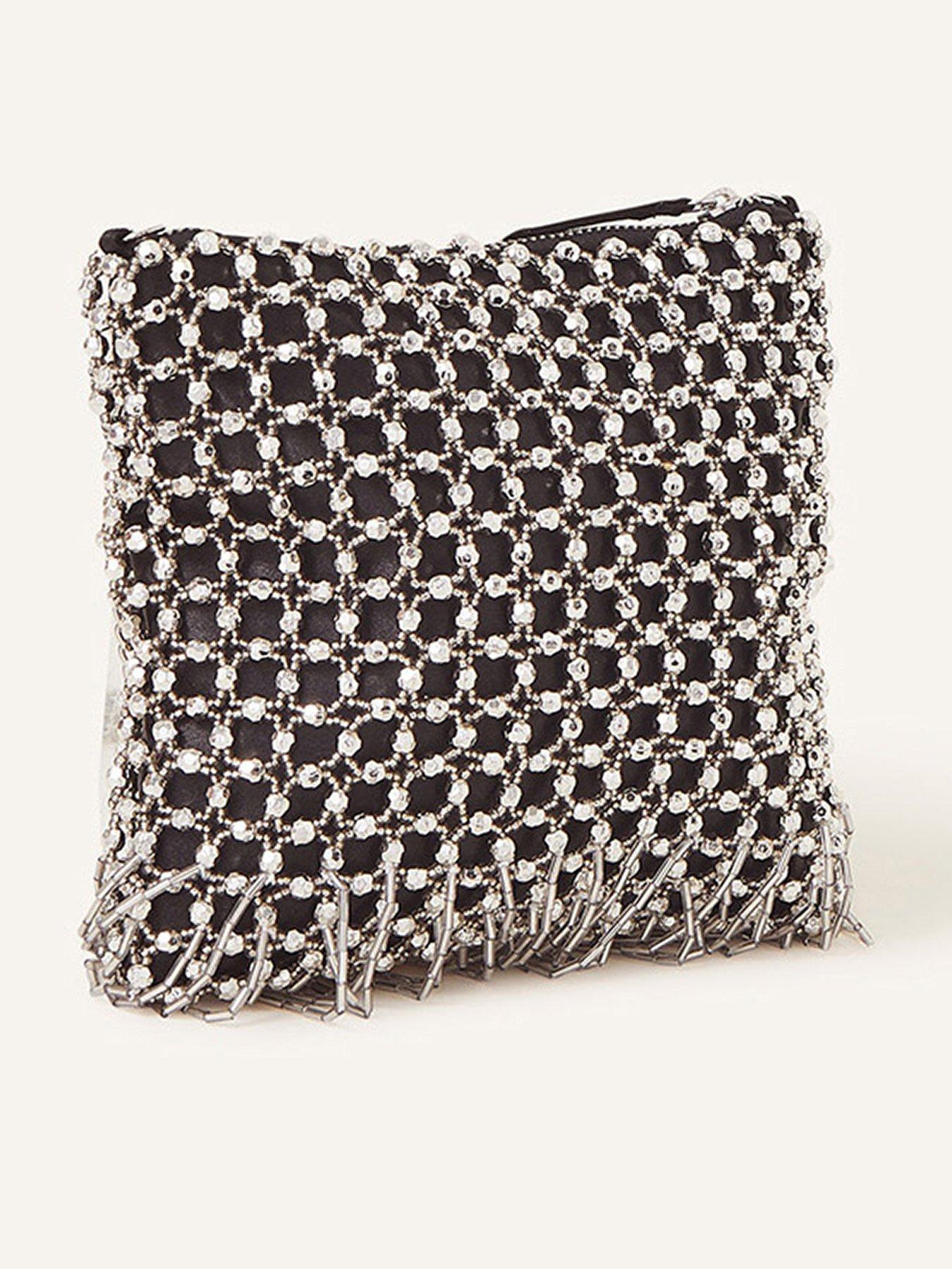 Beaded Bag Straps Black/White