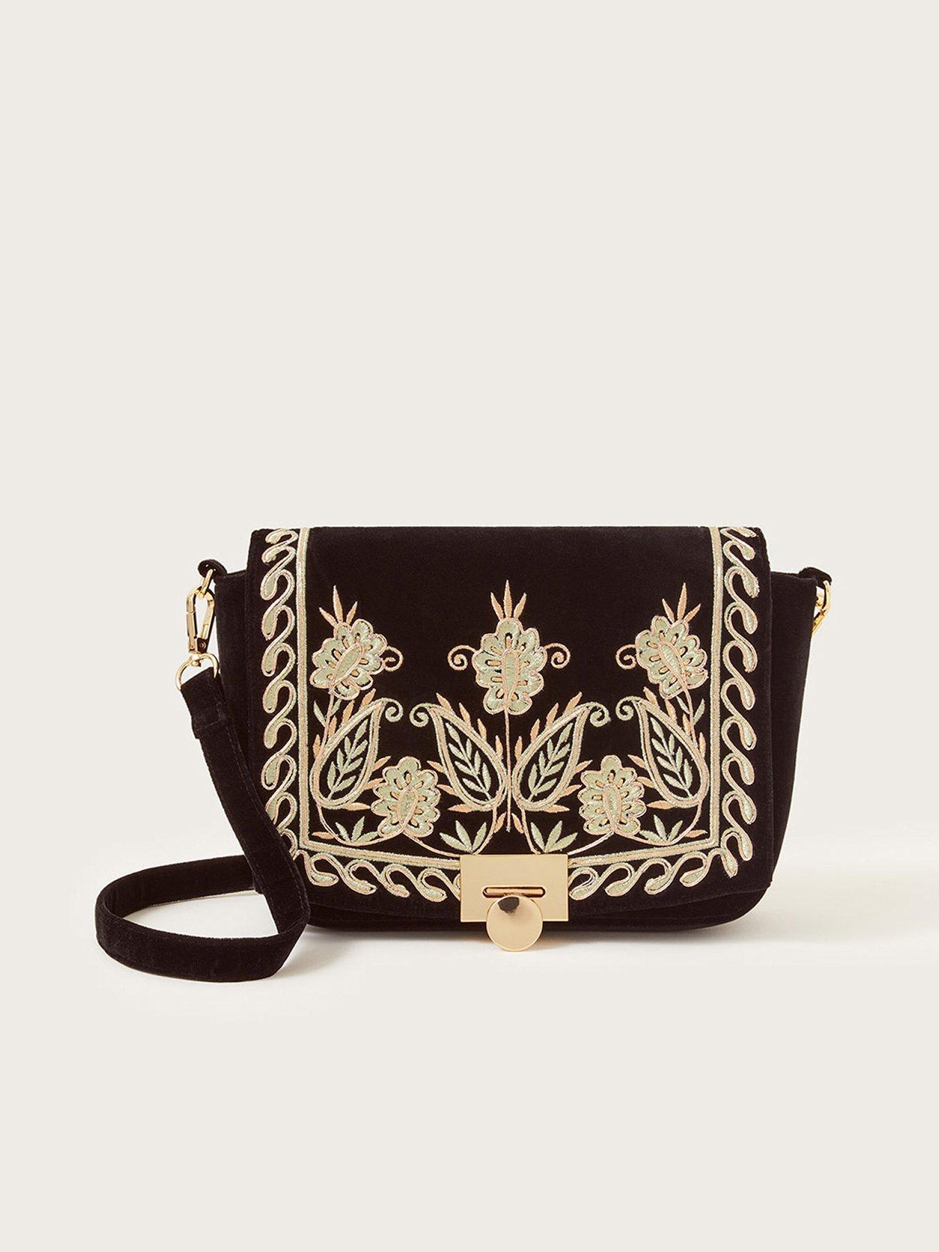 Monsoon Velvet Embroidered cross body very