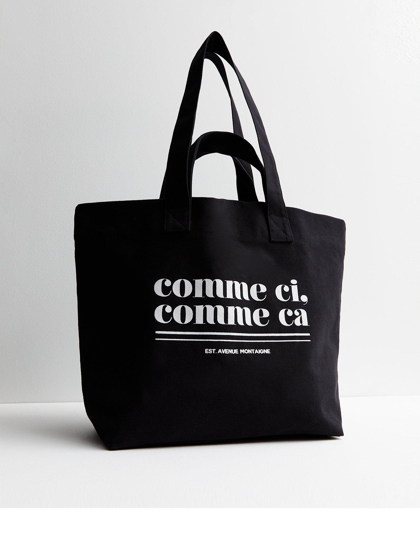 New Look Black Comme Ci Large Canvas Logo Tote Bag very
