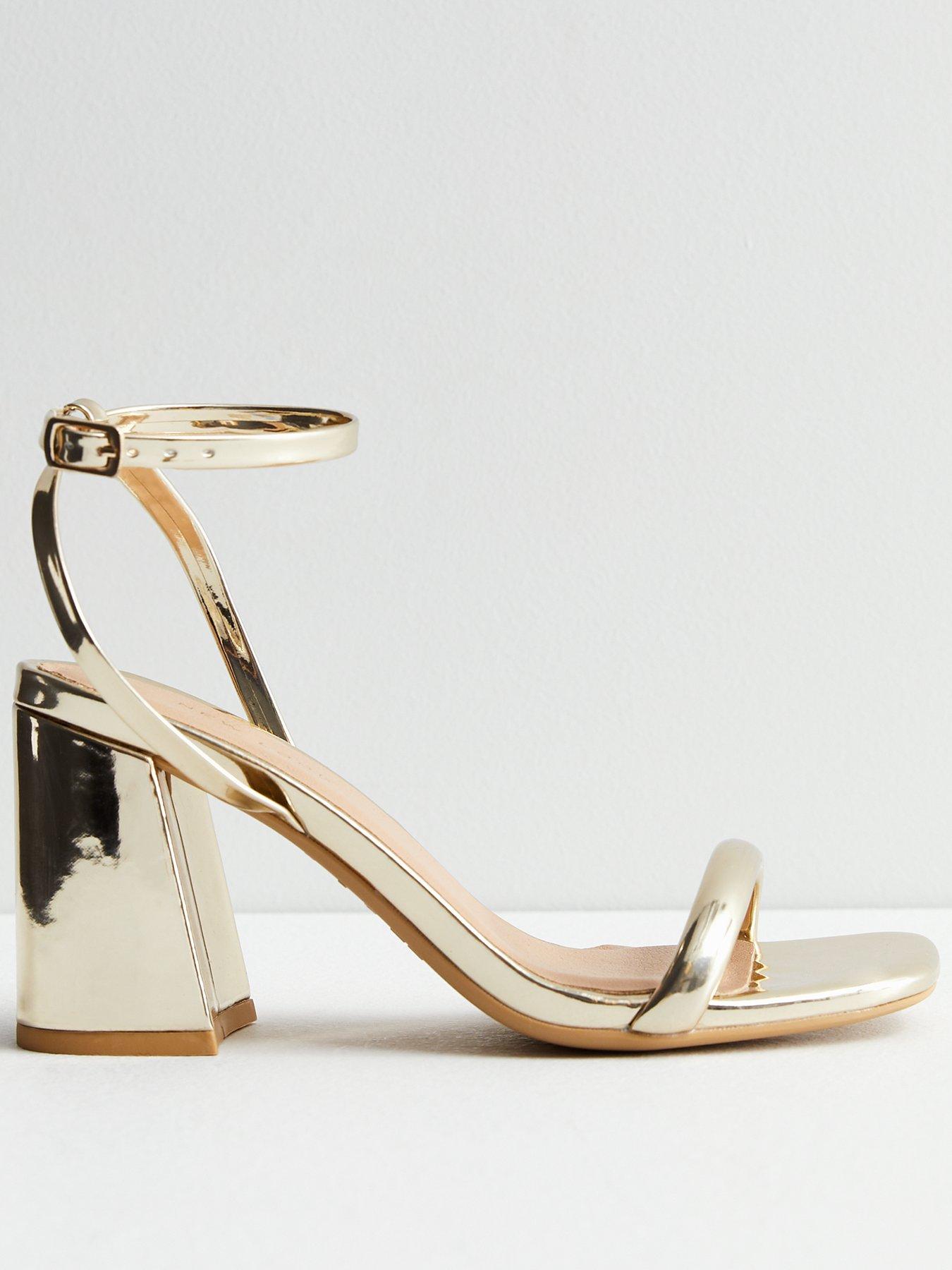 New Look Black Leather-Look Strappy Block Heel Sandals | very.co.uk