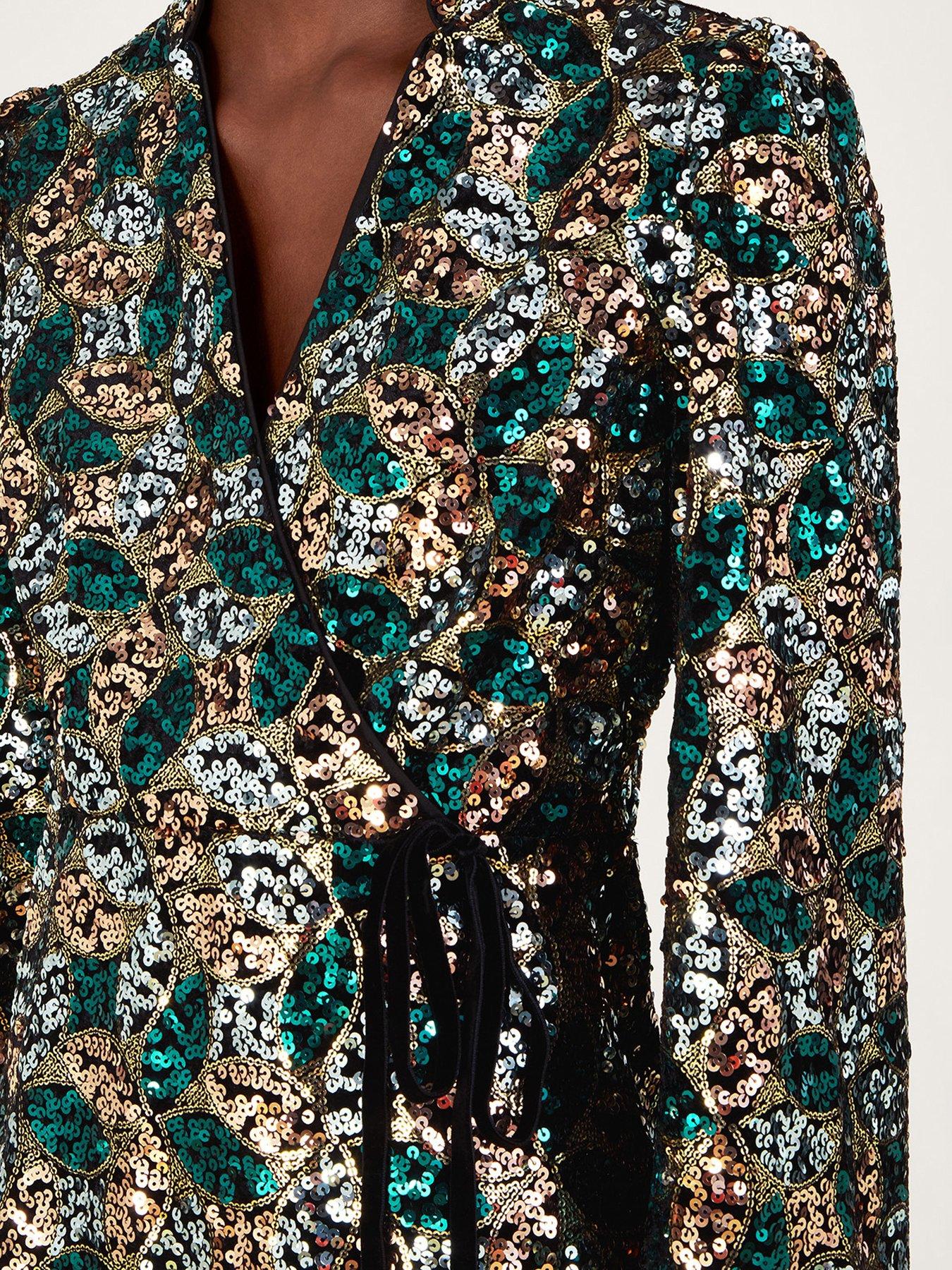 monsoon gold sequin dress AA Black, White and Gold Tweed Ruffle Dress 4/5y main image 0