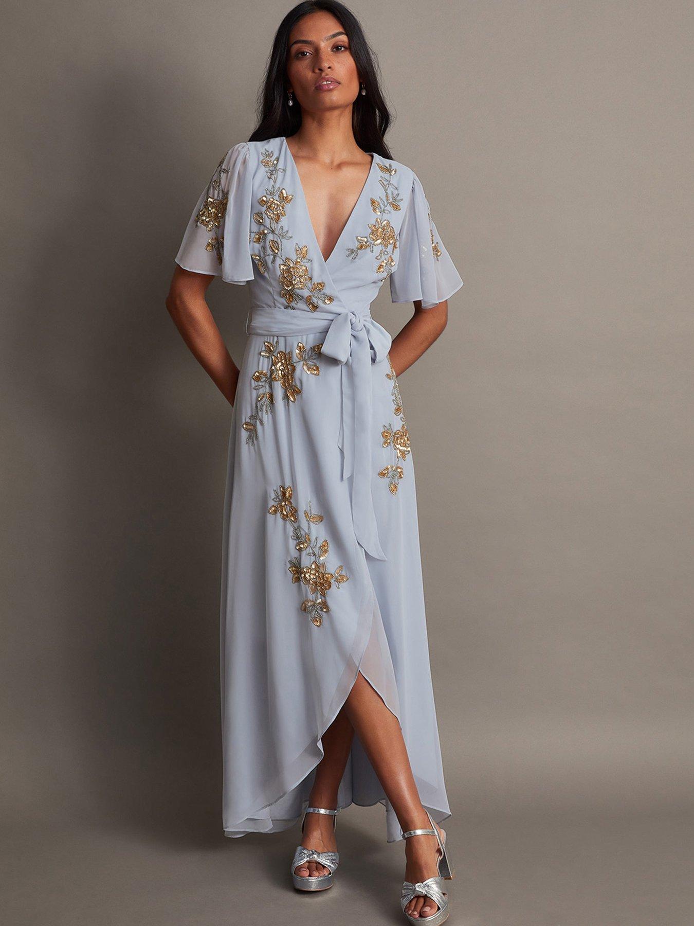 Monsoon Sarah Embroidered Wrap Dress White Very