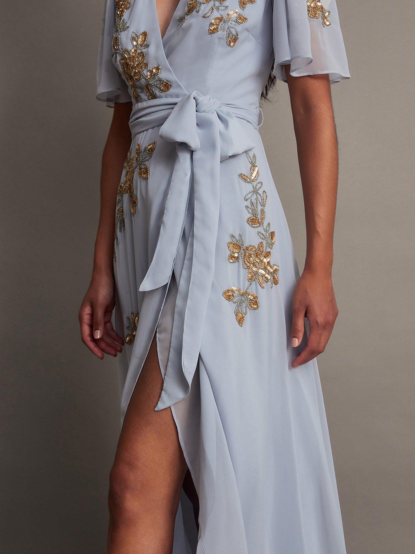 Monsoon Sarah Embroidered Wrap Dress White Very