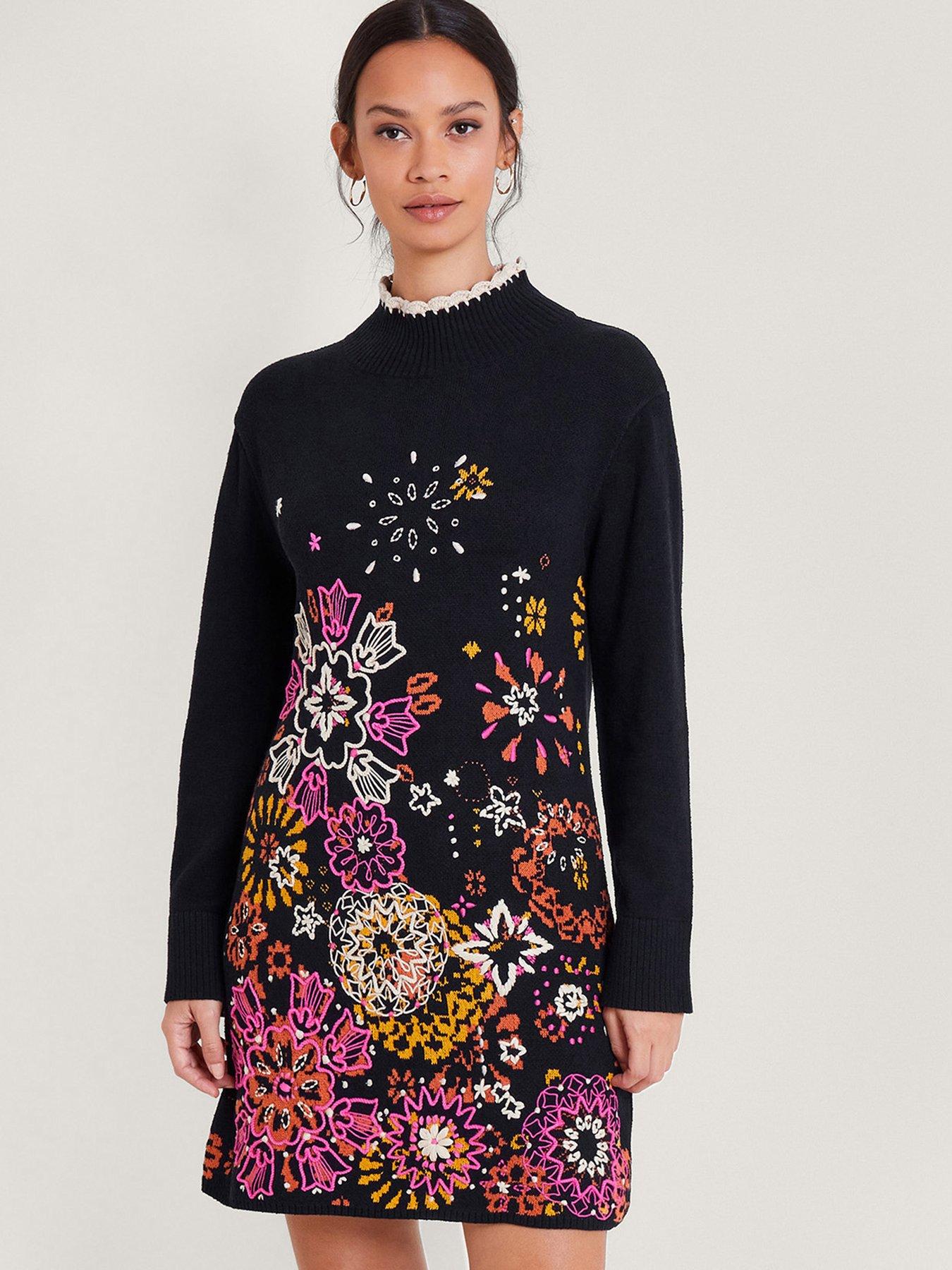 Black embroidered outlet dress uk