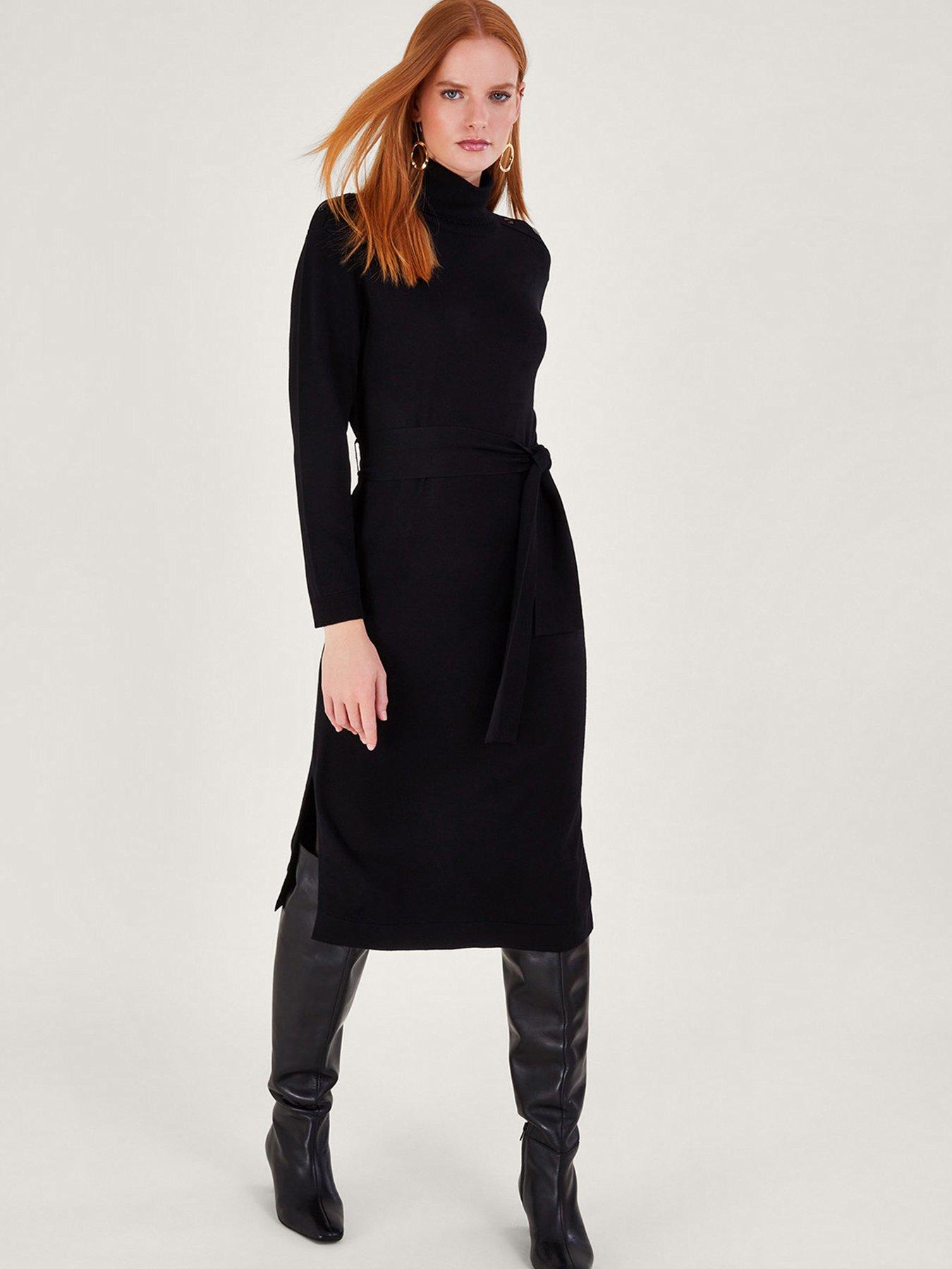 Black polo neck dress uk sales