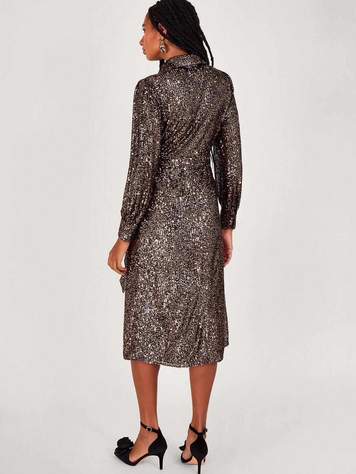 Monsoon silver sequin sales dress