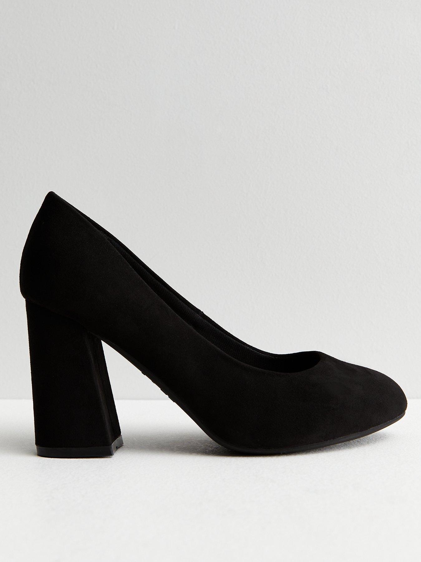 Wide fit black 2024 suede court shoes