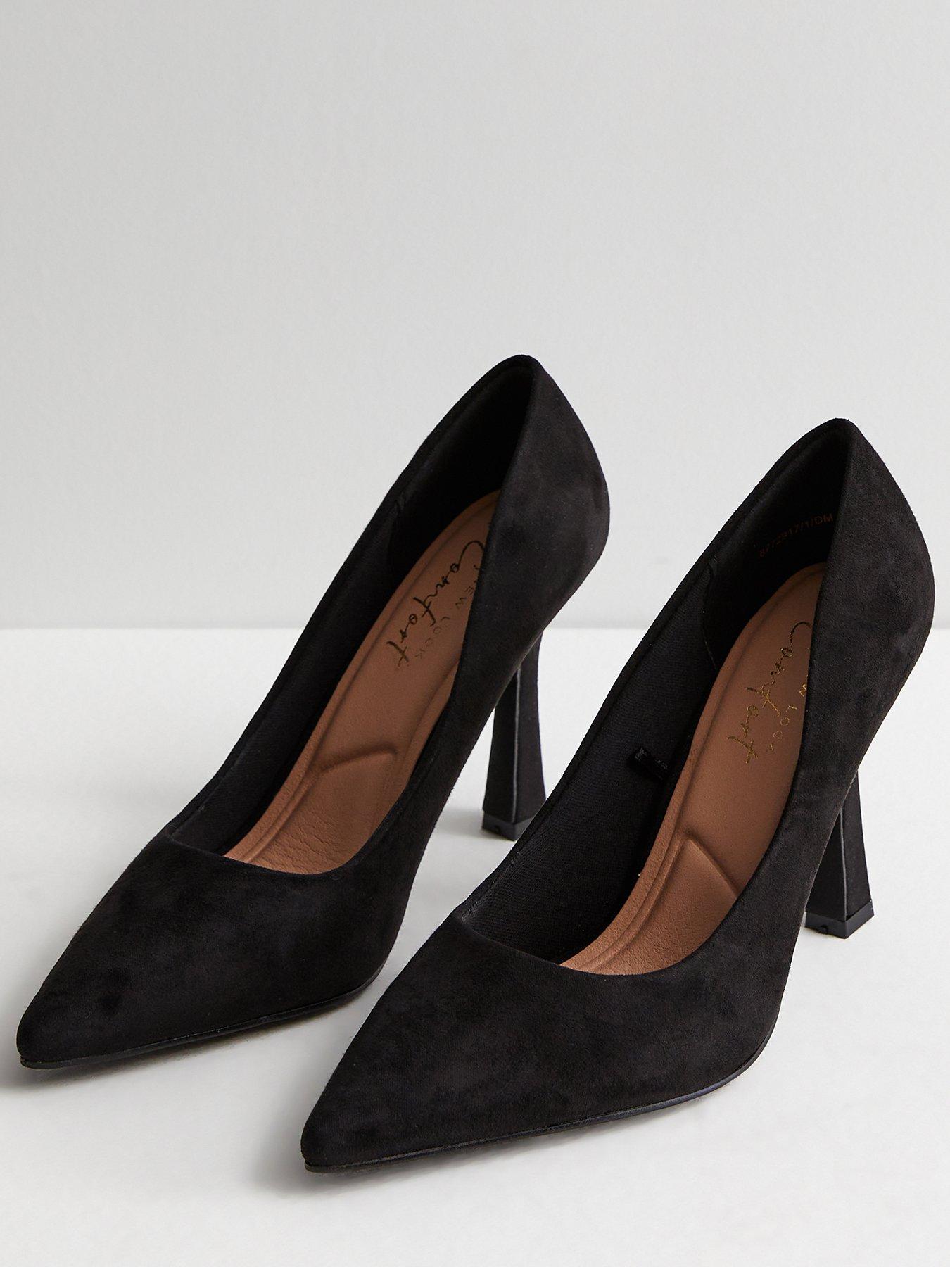 New Look Black Suedette Pointed Stiletto Heel Court Shoes | Very.co.uk