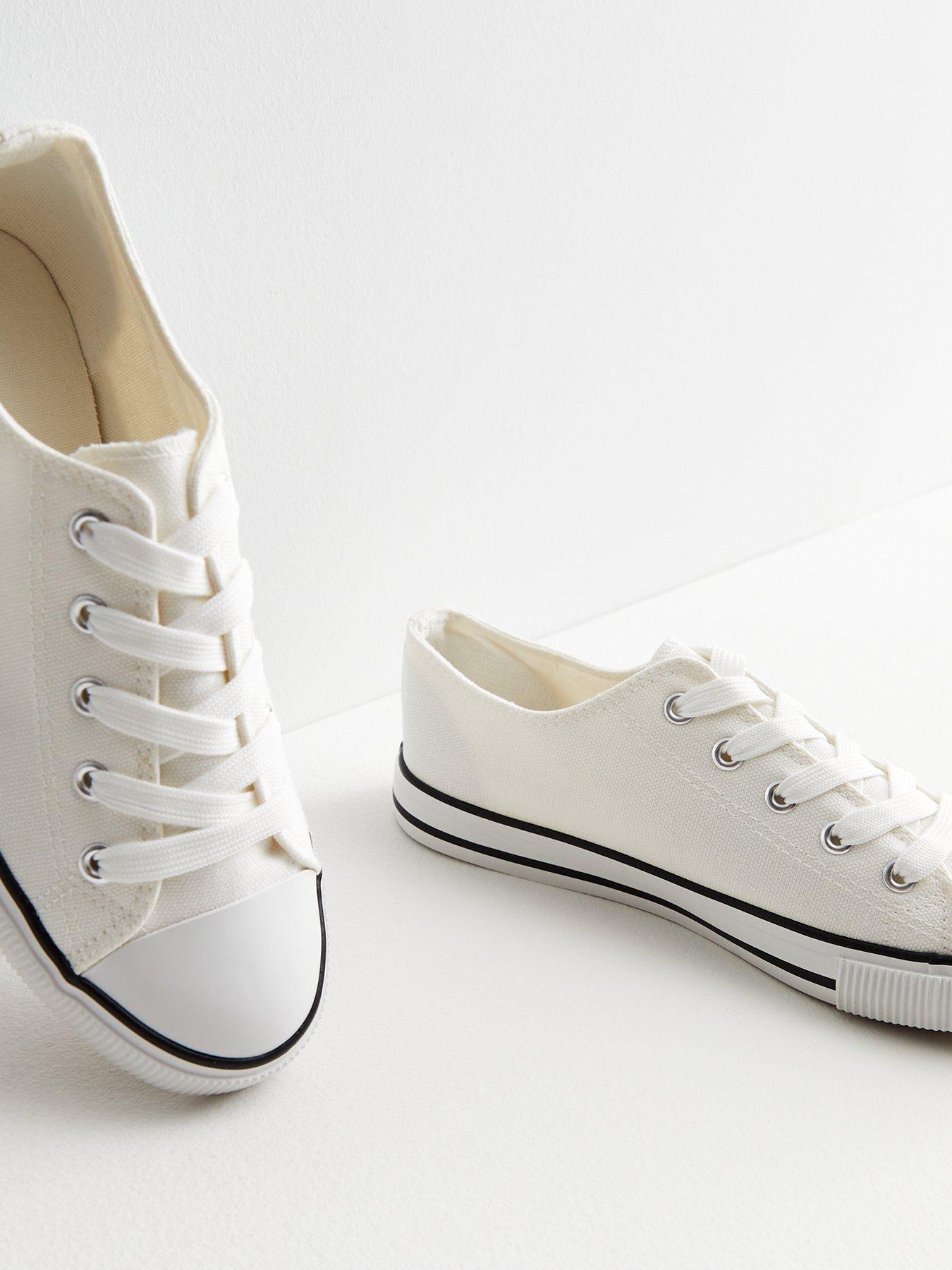 New Look White Canvas Lace Up Trainers Very