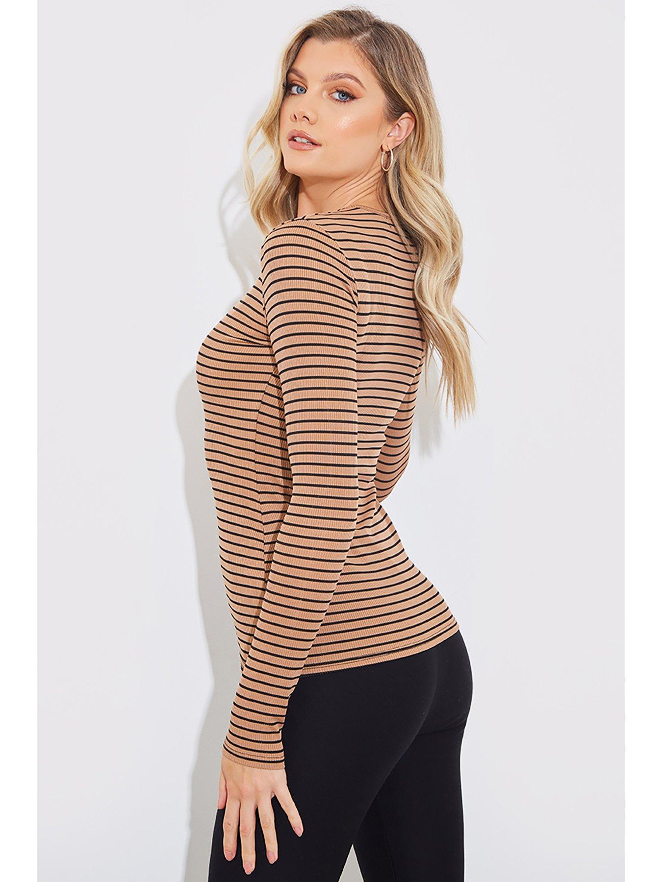 High Neck Long Sleeve Top in Mocha - Modest Fashion