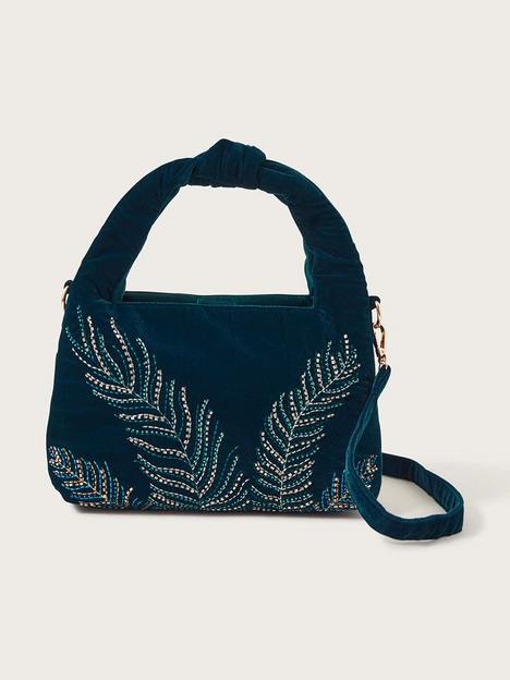 monsoon-feather-emb-velvet-top-knot-bag
