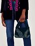  image of monsoon-feather-emb-velvet-top-knot-bag