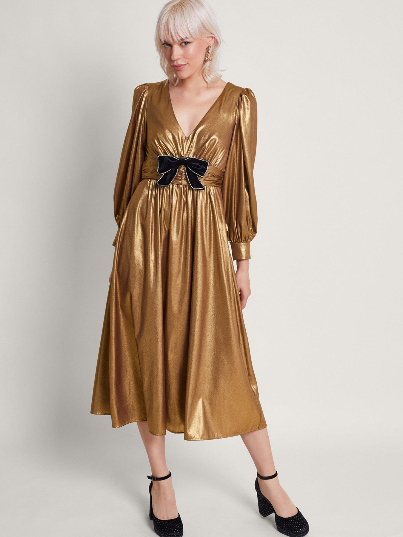 Gold midi cheap dress uk