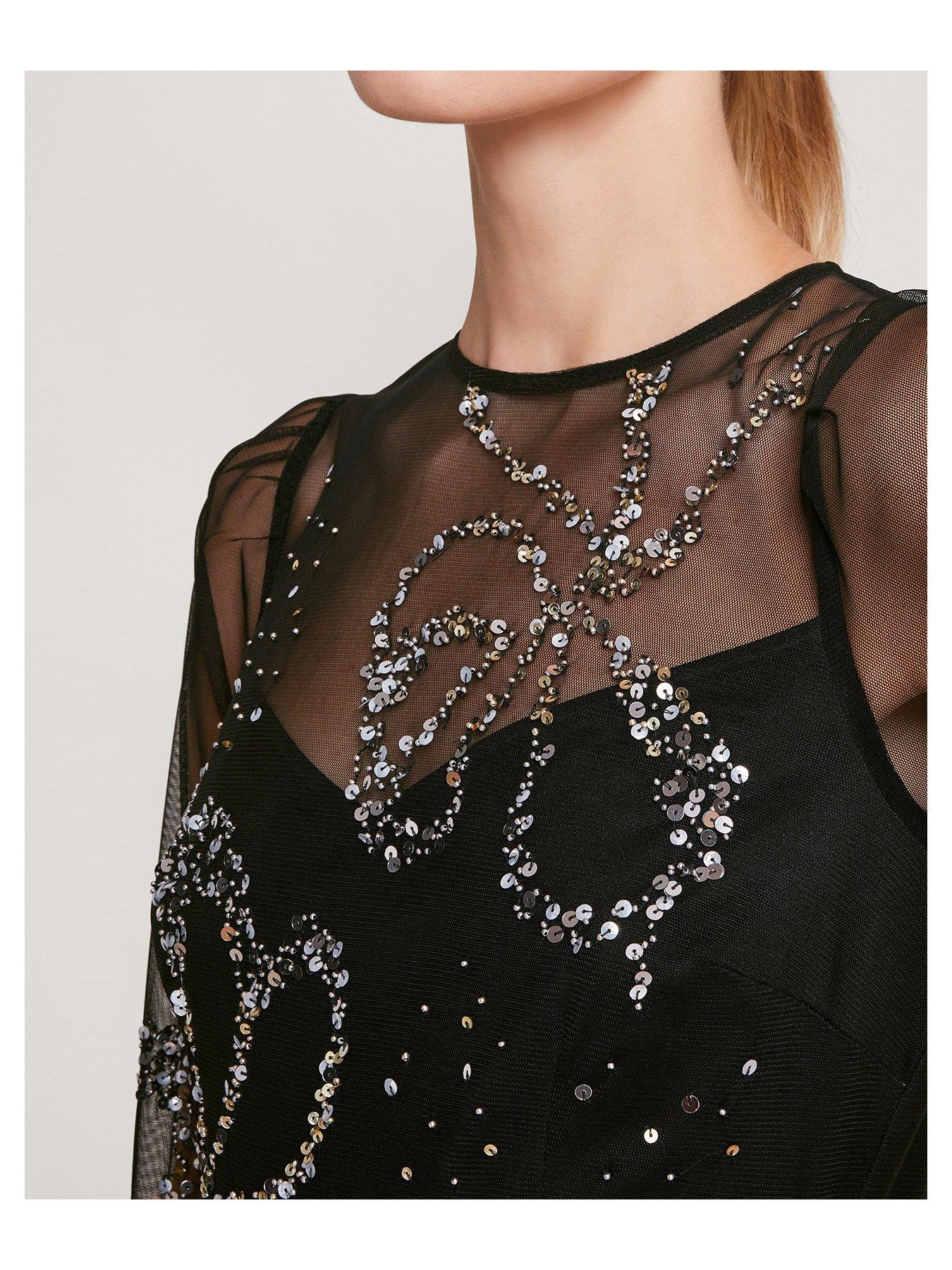 Monsoon Sophie Bow Midi Dress - Black | Very