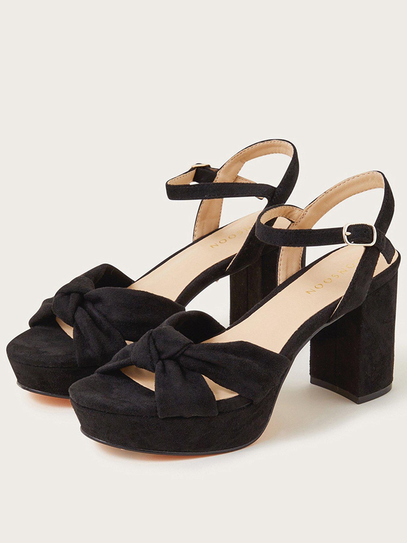 Monsoon Black Twist Knot Suede Platform Sandal Very