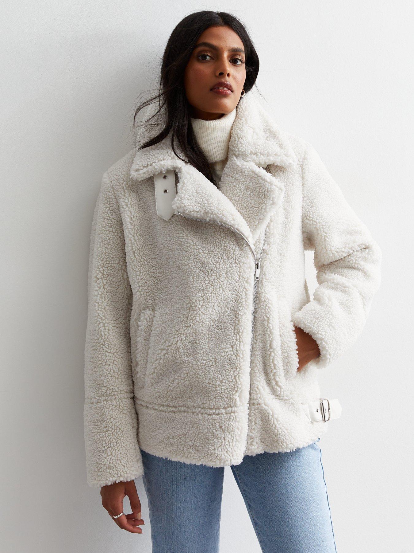 New look faux fur cheap cord puffer jacket in camel