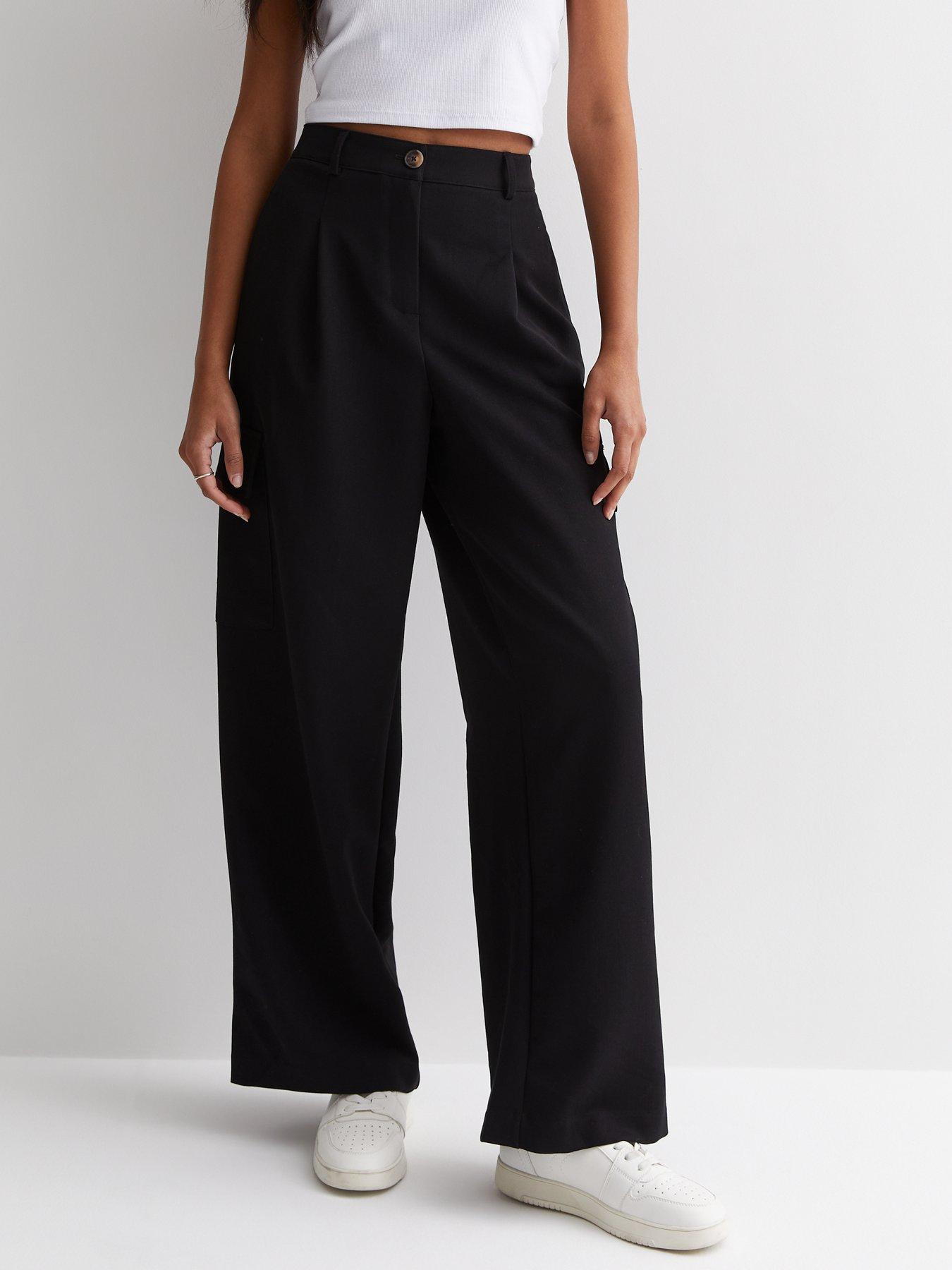 New Look Black Wide Leg Cargo Trousers | Very.co.uk