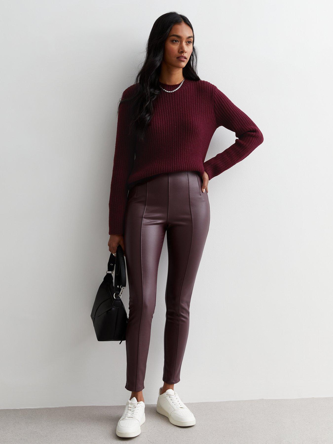 Burgundy ribbed clearance jumper